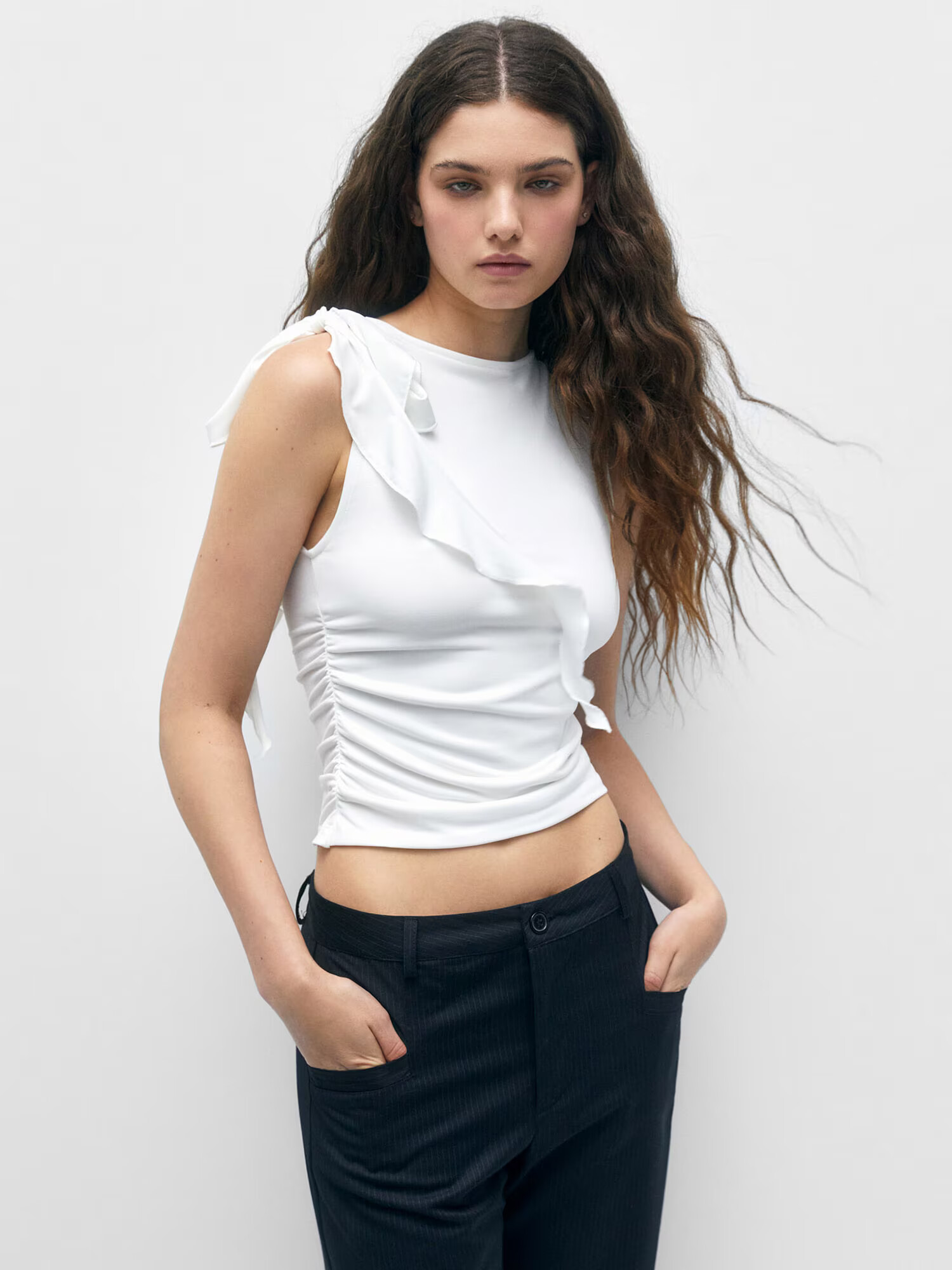 Pull&Bear Top alb - Pled.ro