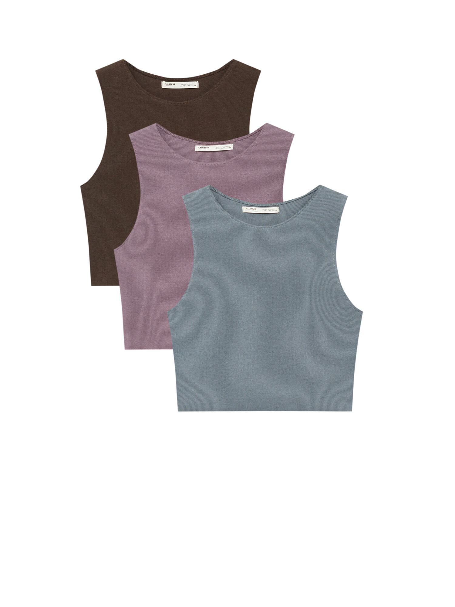 Pull&Bear Top ciocolatiu / gri bazalt / mauve - Pled.ro