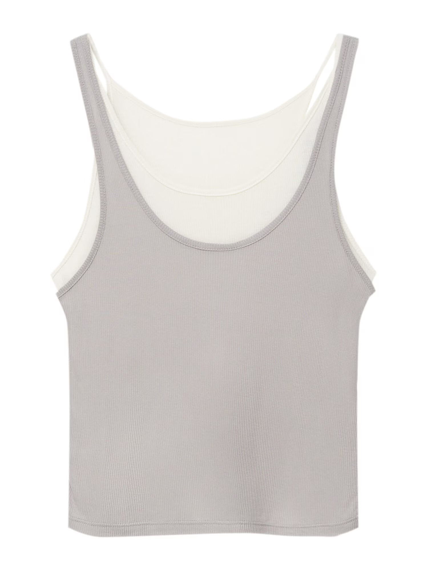 Pull&Bear Top gri / alb - Pled.ro