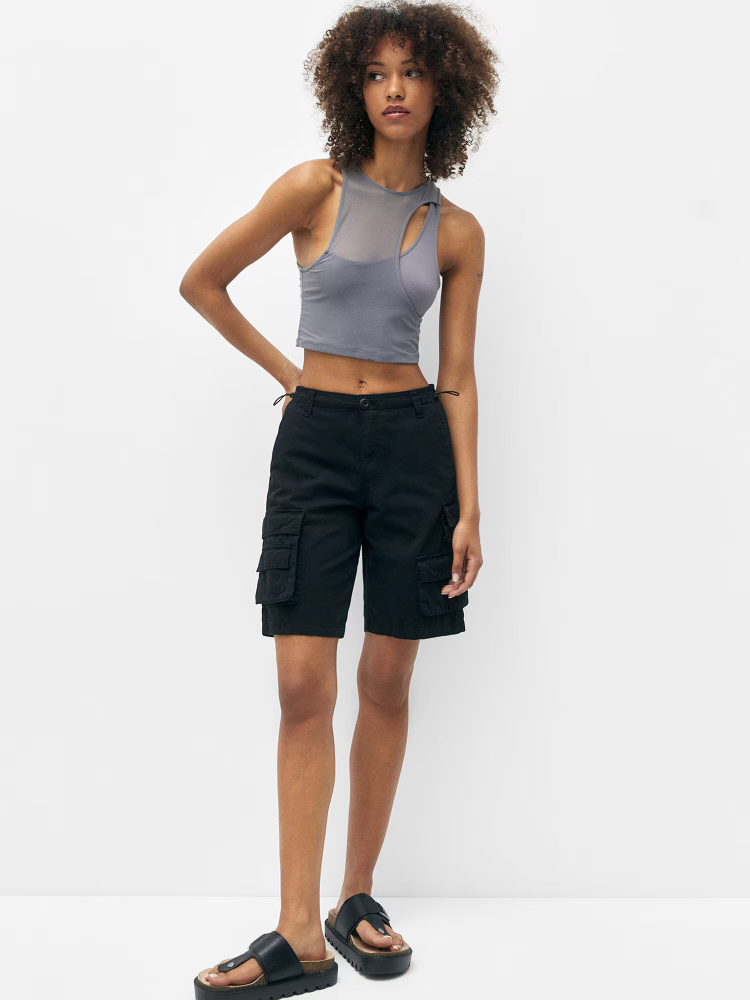 Pull&Bear Top gri piatră - Pled.ro