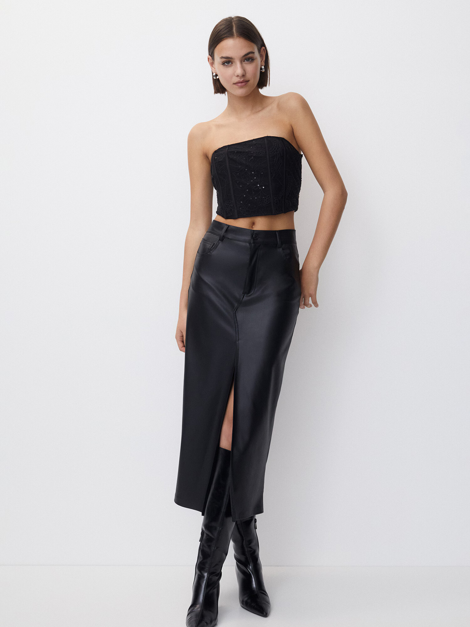 Pull&Bear Top negru - Pled.ro