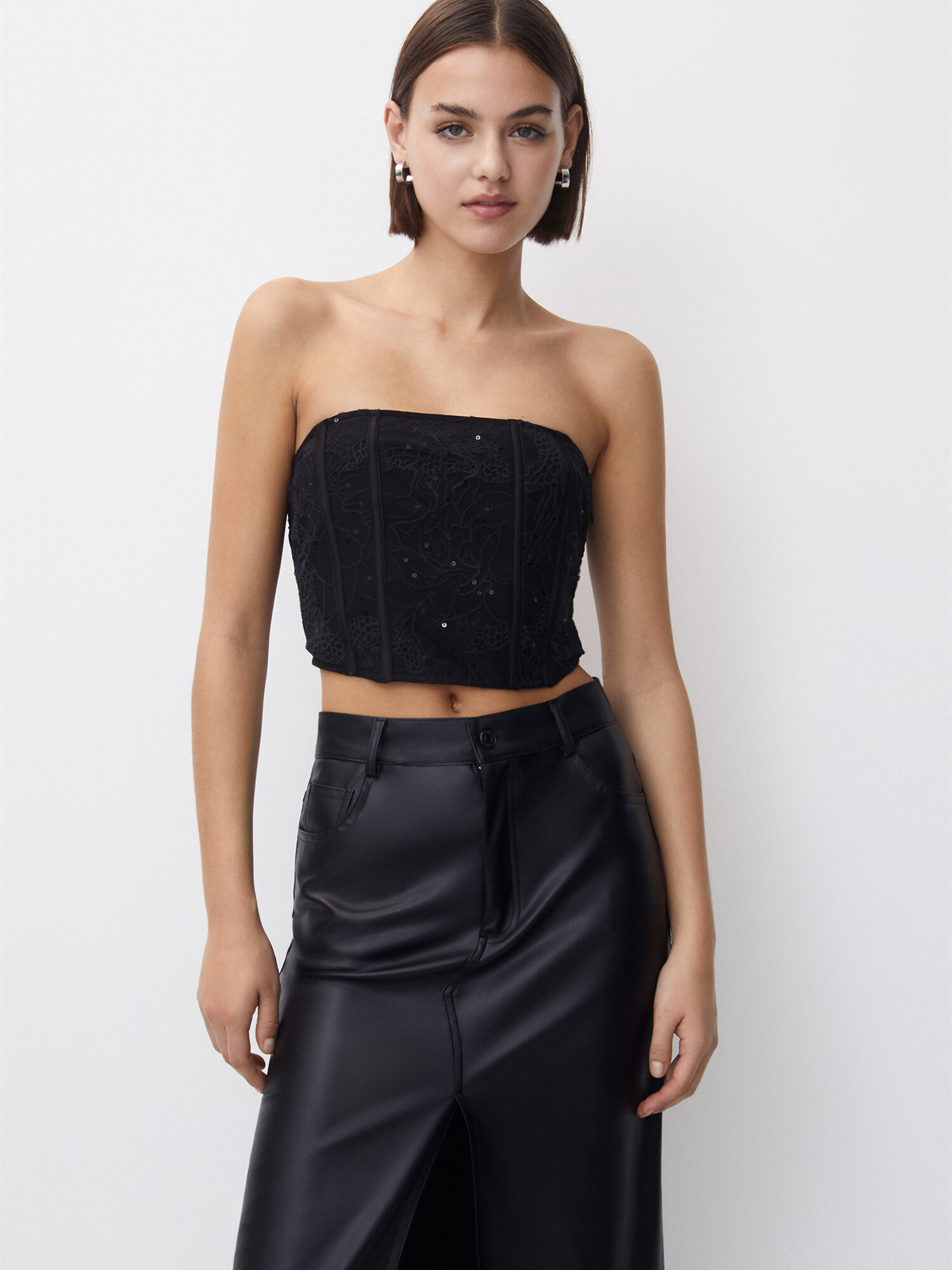 Pull&Bear Top negru - Pled.ro