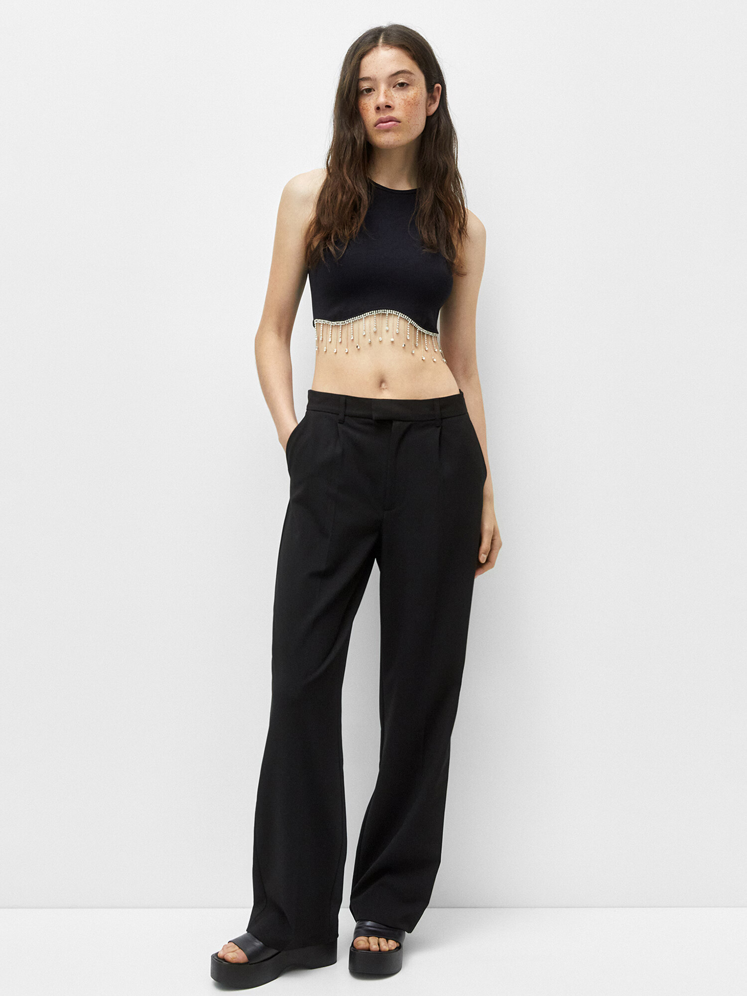 Pull&Bear Top negru / argintiu - Pled.ro