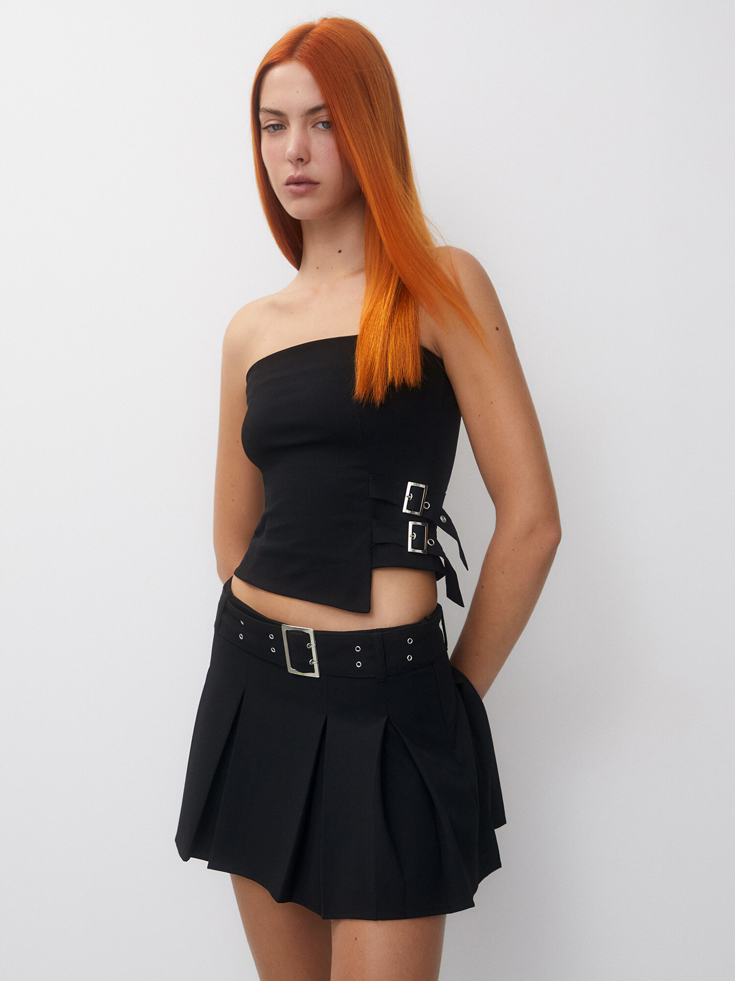 Pull&Bear Top negru / argintiu - Pled.ro