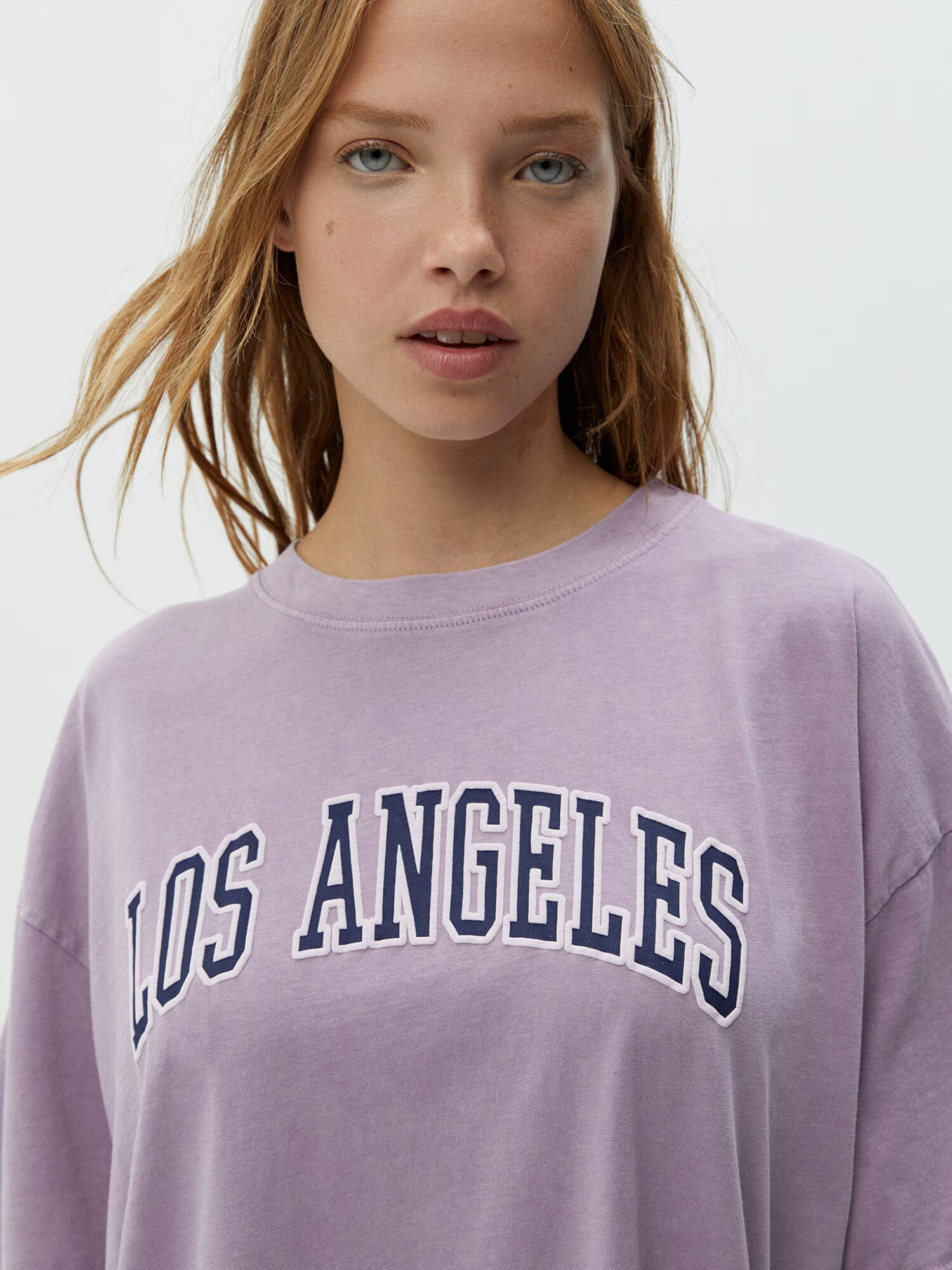 Pull&Bear Tricou bleumarin / mauve / alb - Pled.ro