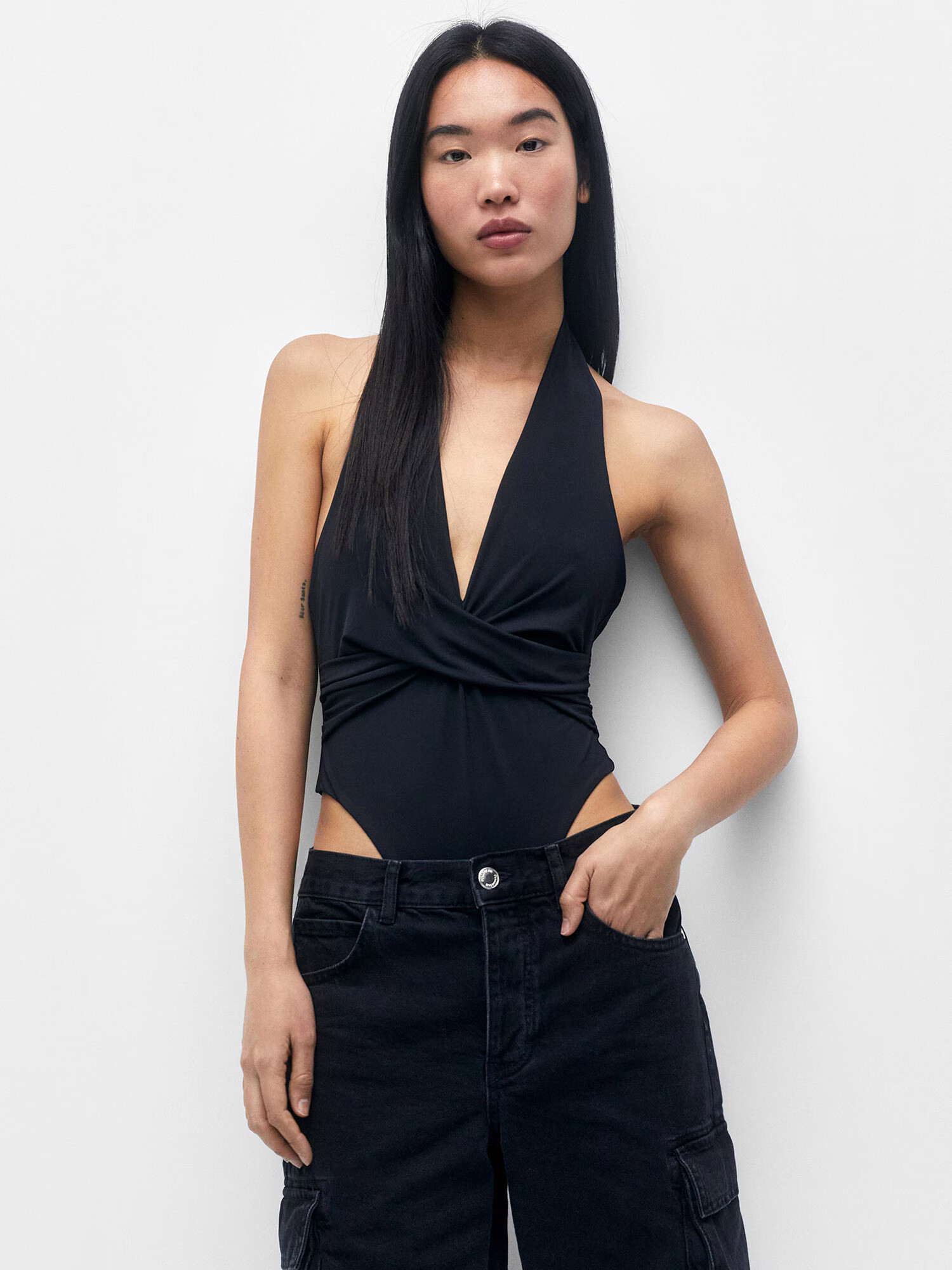 Pull&Bear Tricou body negru - Pled.ro