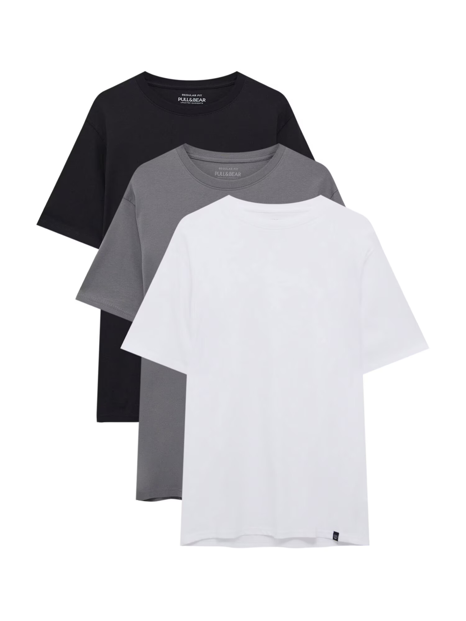 Pull&Bear Tricou gri / negru / alb - Pled.ro