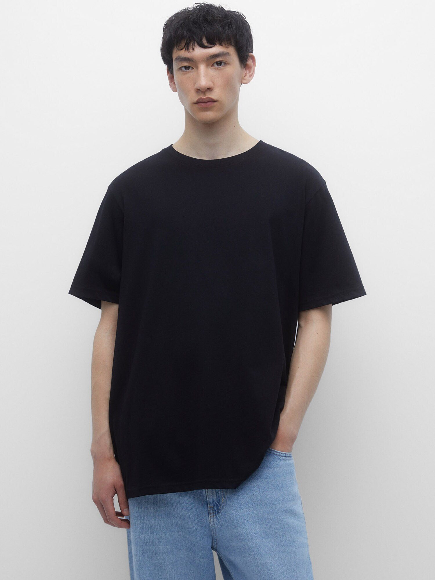 Pull&Bear Tricou negru / alb - Pled.ro