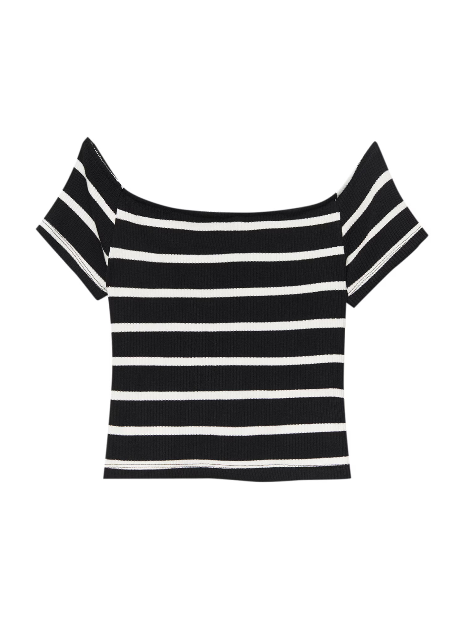 Pull&Bear Tricou negru / alb - Pled.ro