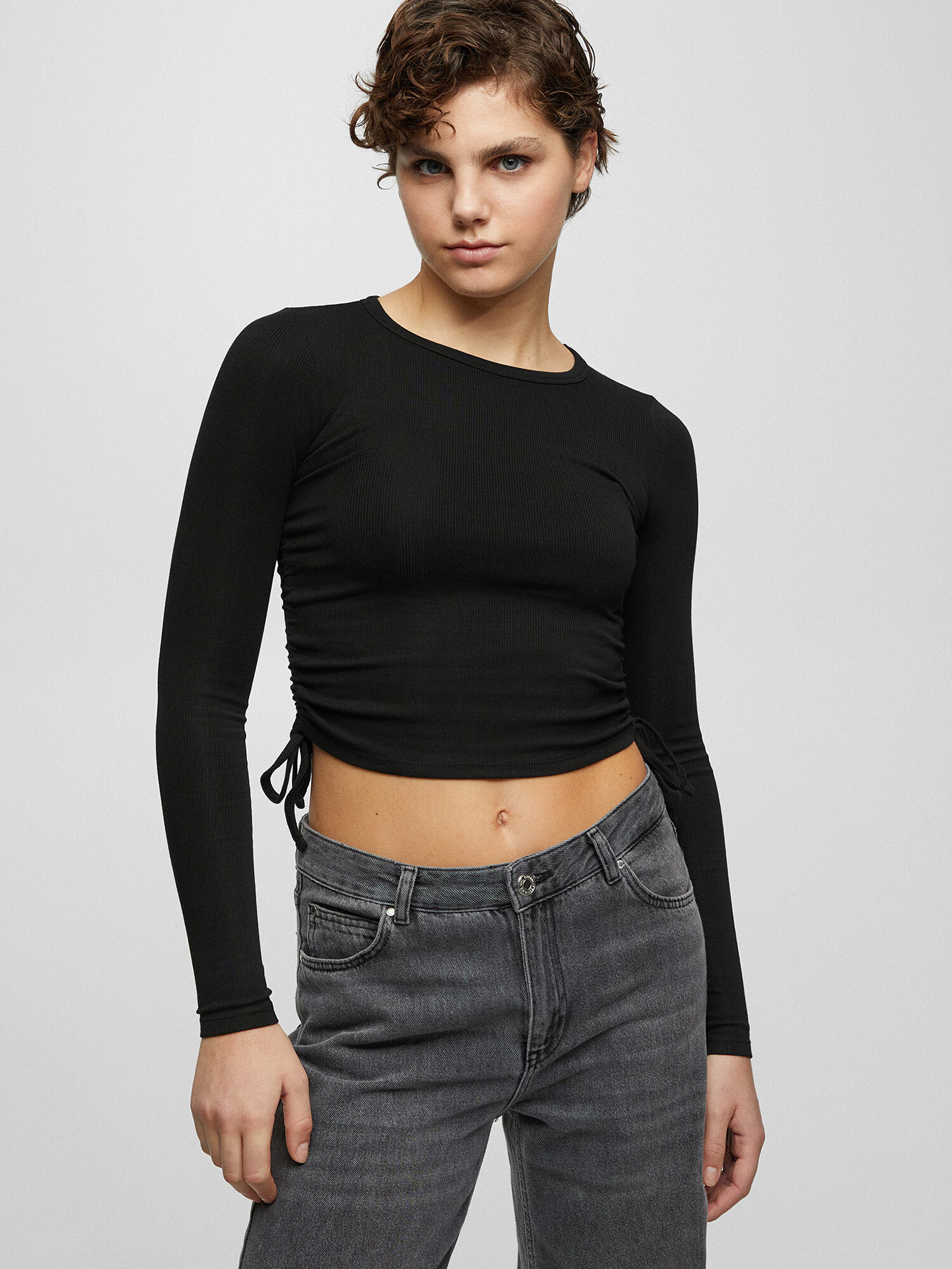 Pull&Bear Tricou negru / alb - Pled.ro