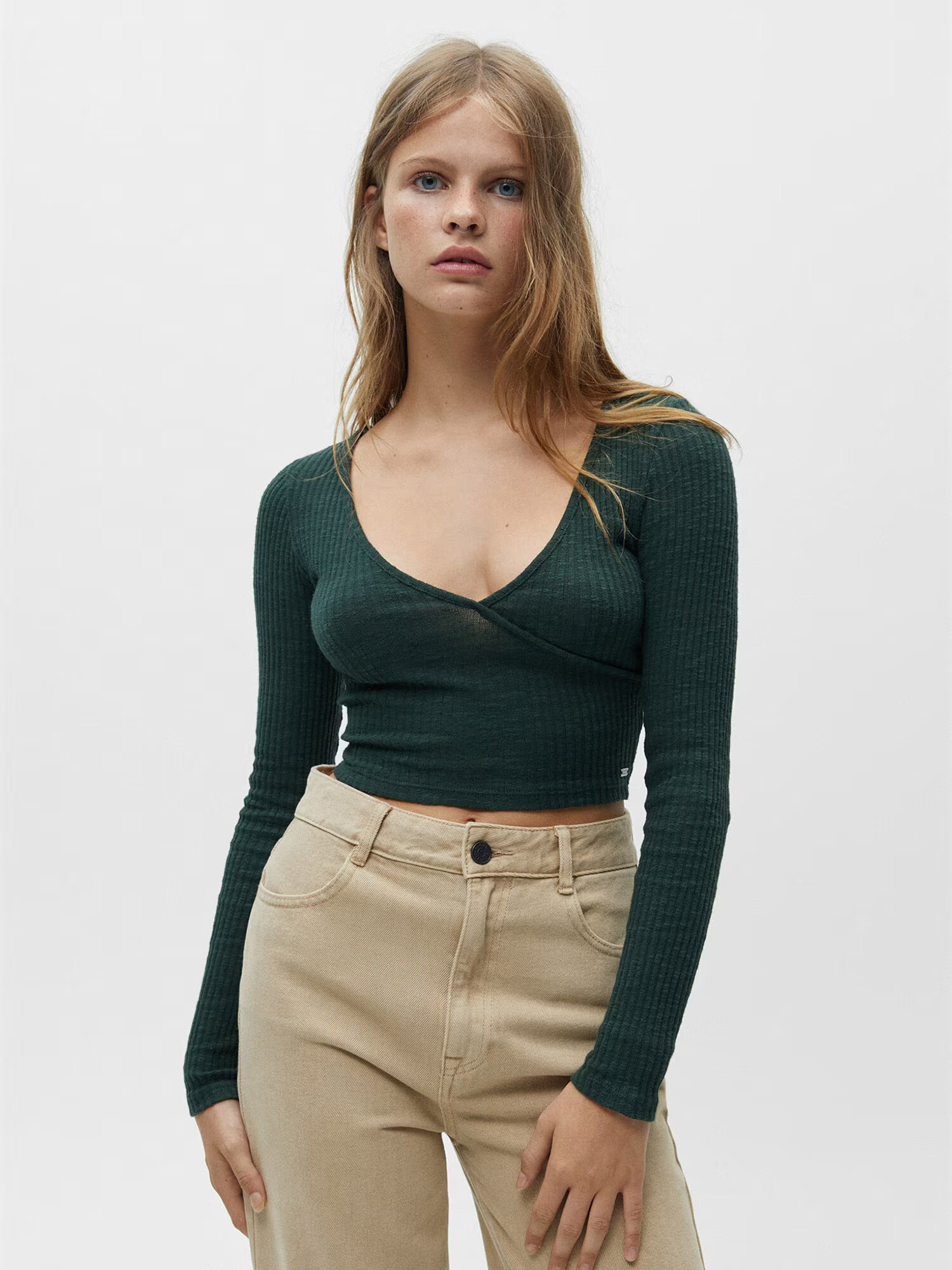 Pull&Bear Tricou verde închis - Pled.ro