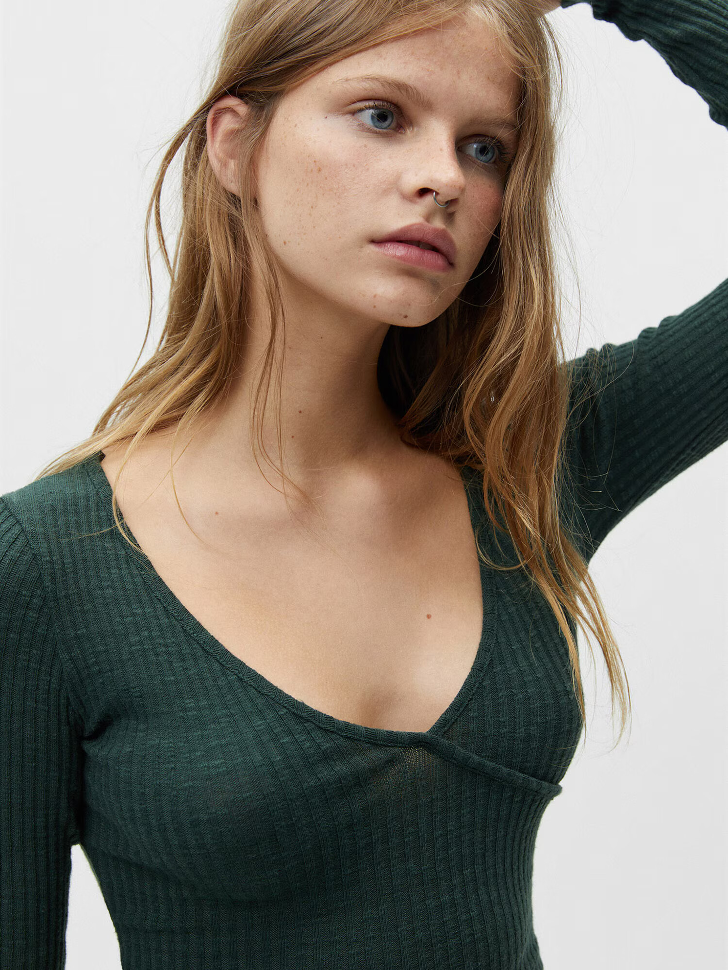 Pull&Bear Tricou verde închis - Pled.ro