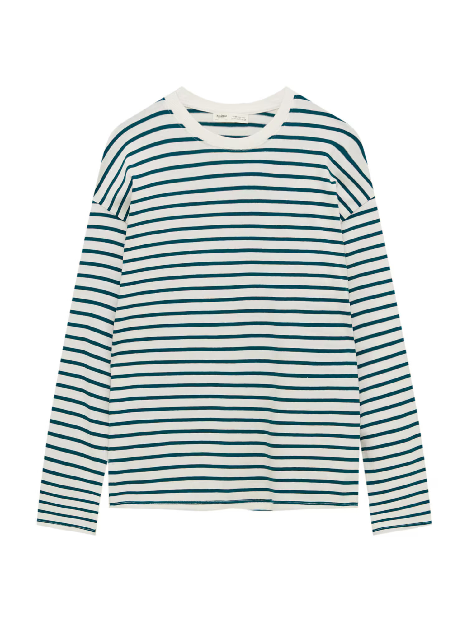 Pull&Bear Tricou verde petrol / alb - Pled.ro