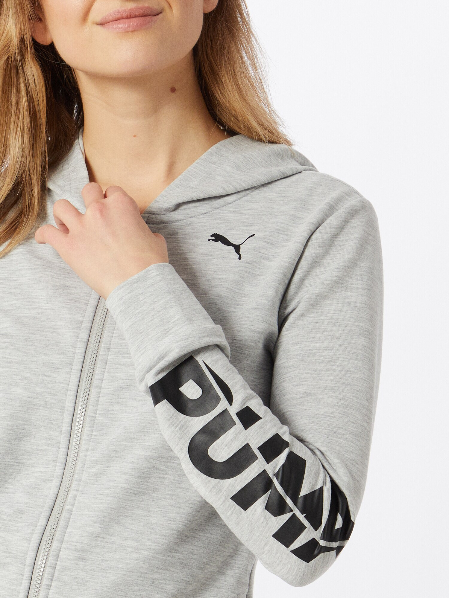 PUMA Bluză cu fermoar sport gri amestecat / negru - Pled.ro