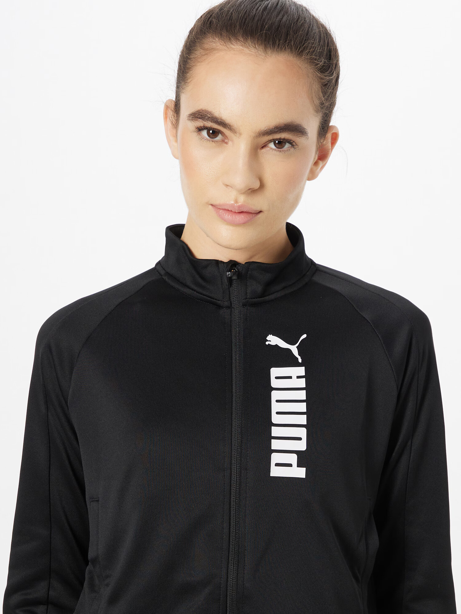 PUMA Bluză cu fermoar sport negru / alb - Pled.ro