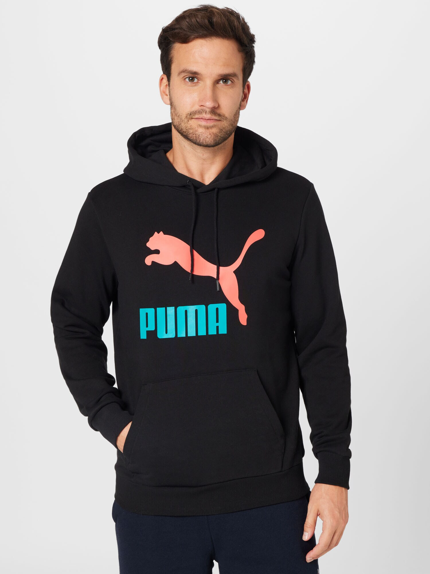 PUMA Bluză de molton albastru aqua / portocaliu somon / negru - Pled.ro