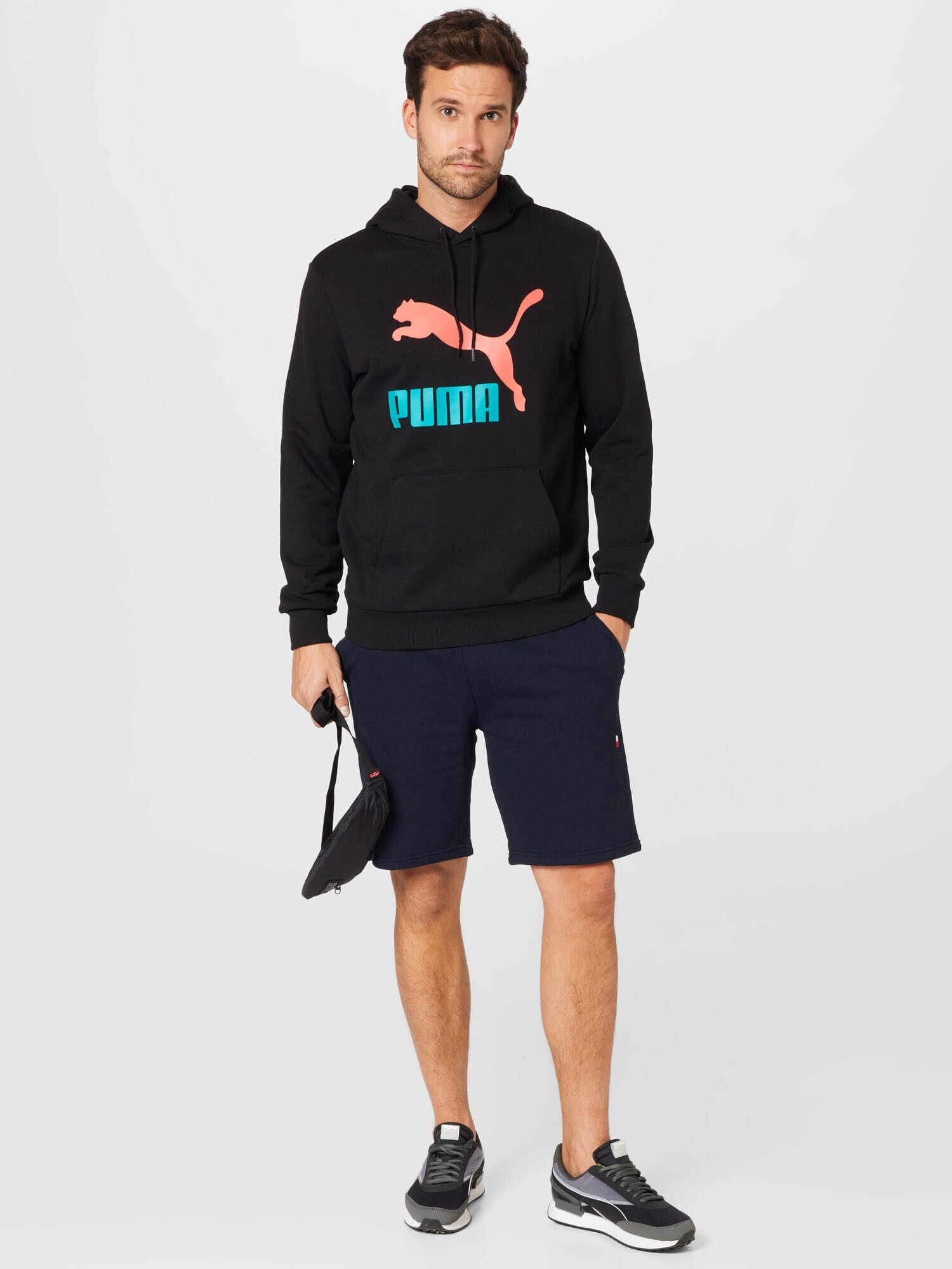 PUMA Bluză de molton albastru aqua / portocaliu somon / negru - Pled.ro