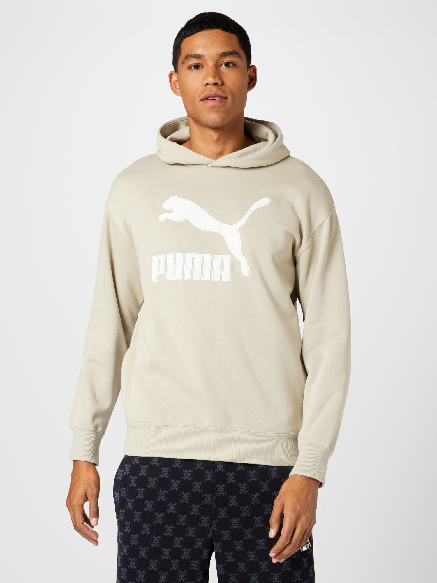 PUMA Bluză de molton gri deschis / alb - Pled.ro