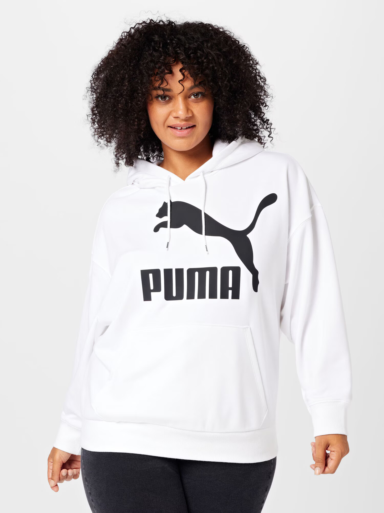 PUMA Bluză de molton negru / alb - Pled.ro