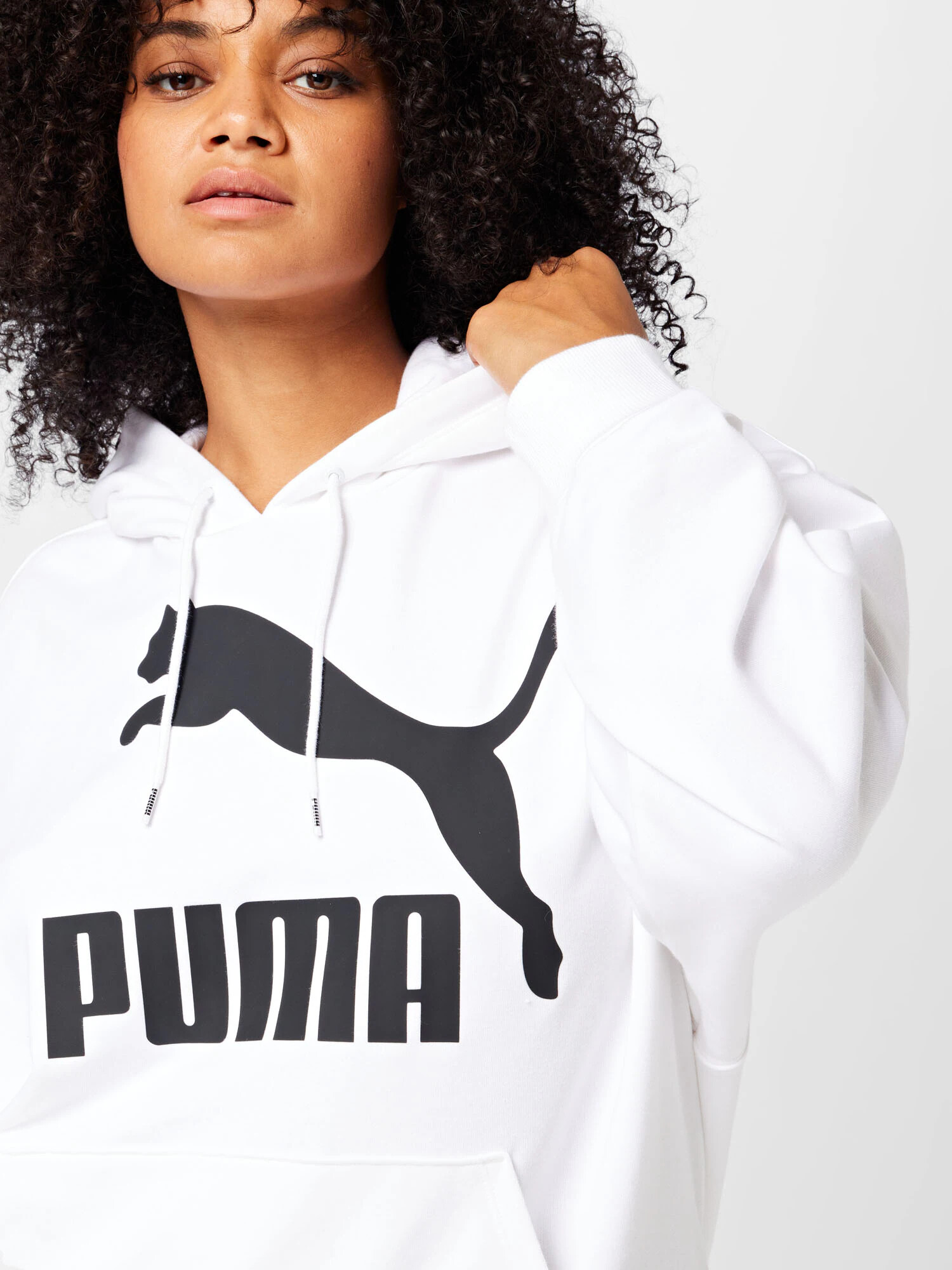 PUMA Bluză de molton negru / alb - Pled.ro