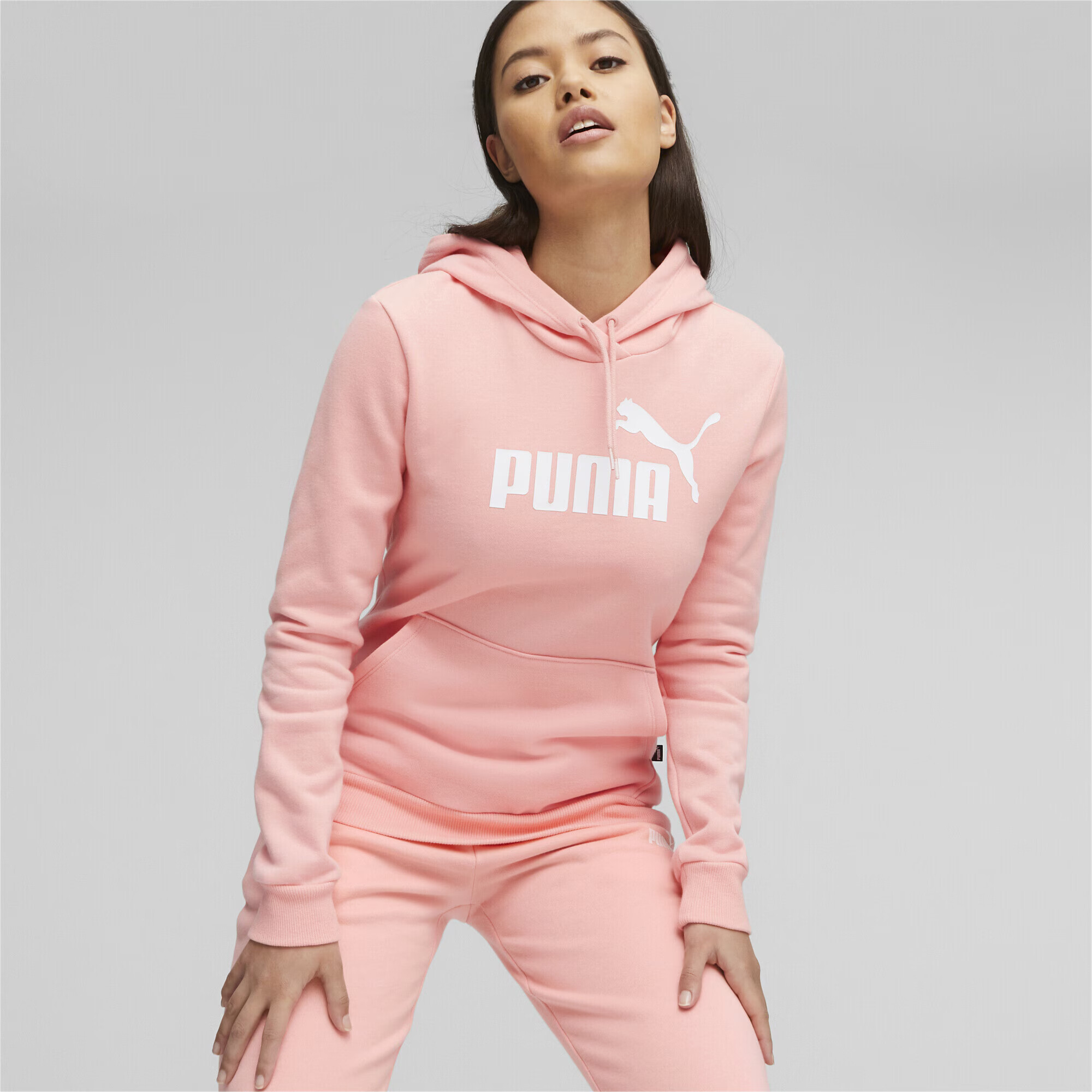 PUMA Hanorac sport 'Essentials' roz deschis / alb - Pled.ro