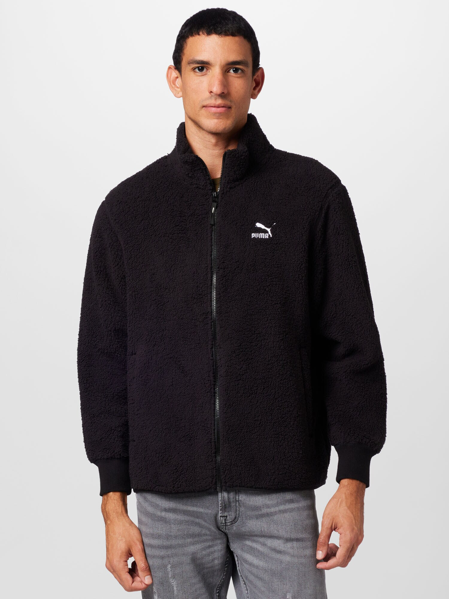 PUMA Jachetă fleece negru / alb - Pled.ro