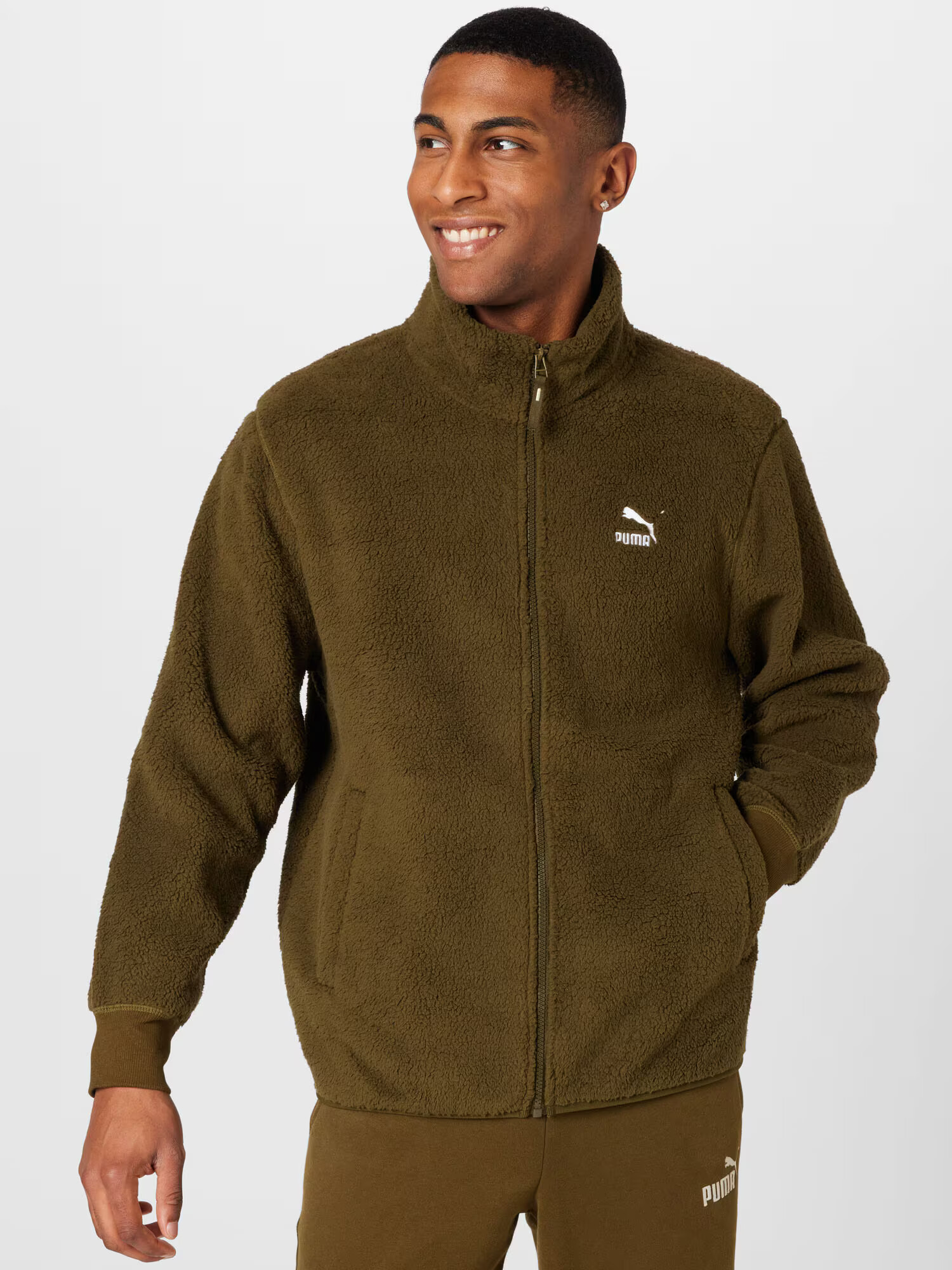 PUMA Jachetă fleece oliv / alb - Pled.ro