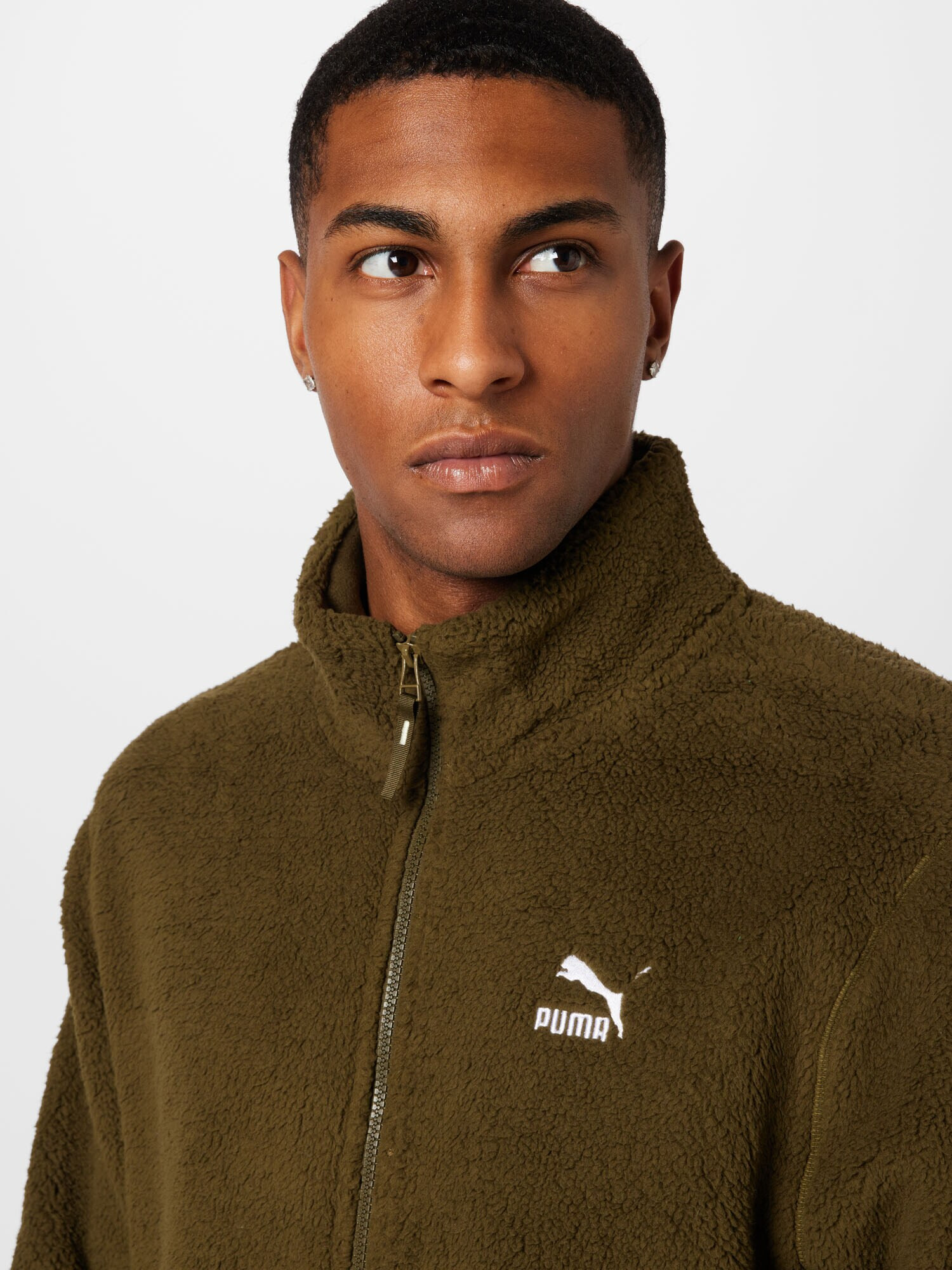 PUMA Jachetă fleece oliv / alb - Pled.ro