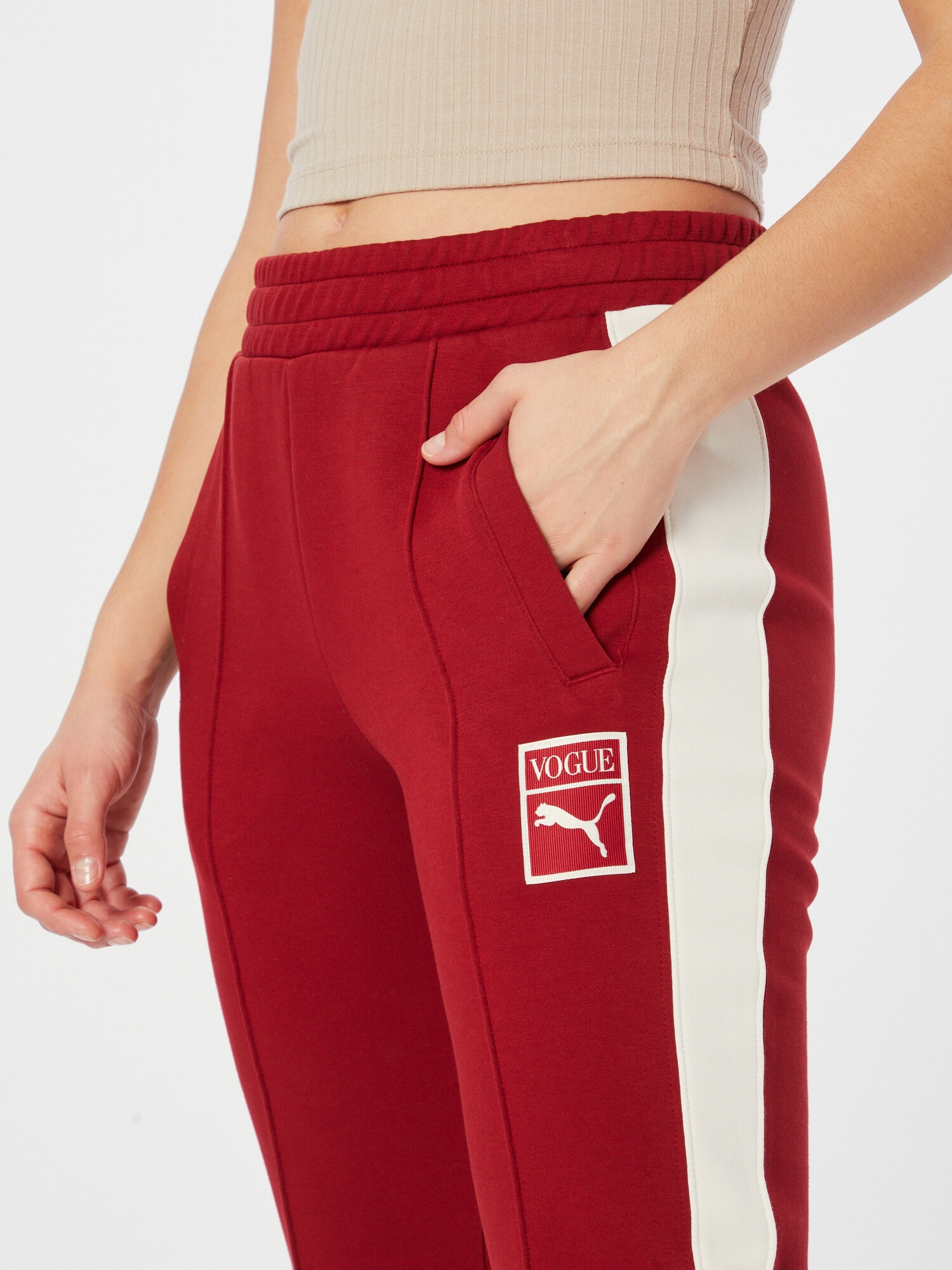 PUMA Pantaloni bej / roșu cireș - Pled.ro