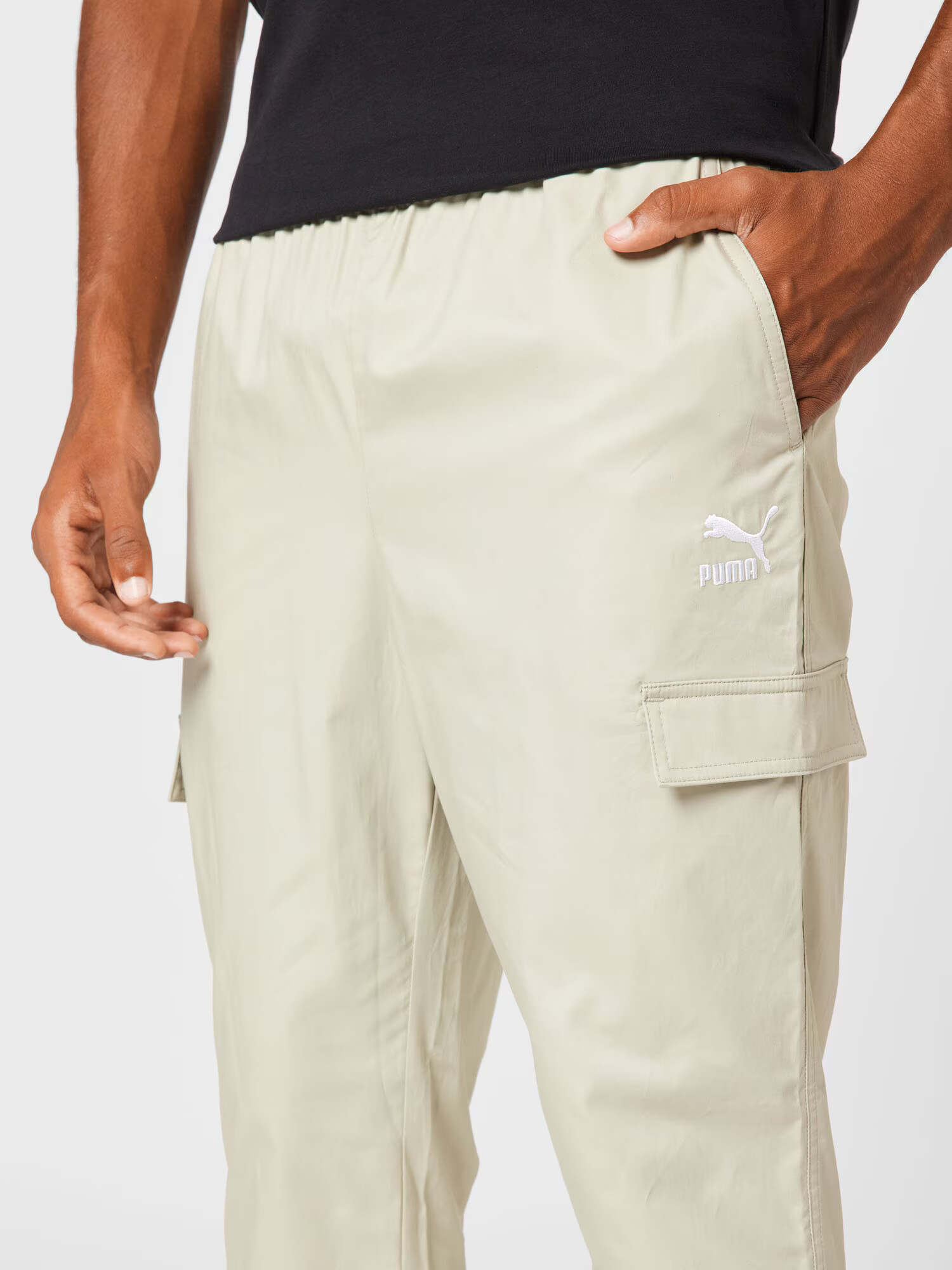 PUMA Pantaloni sport gri deschis / alb - Pled.ro