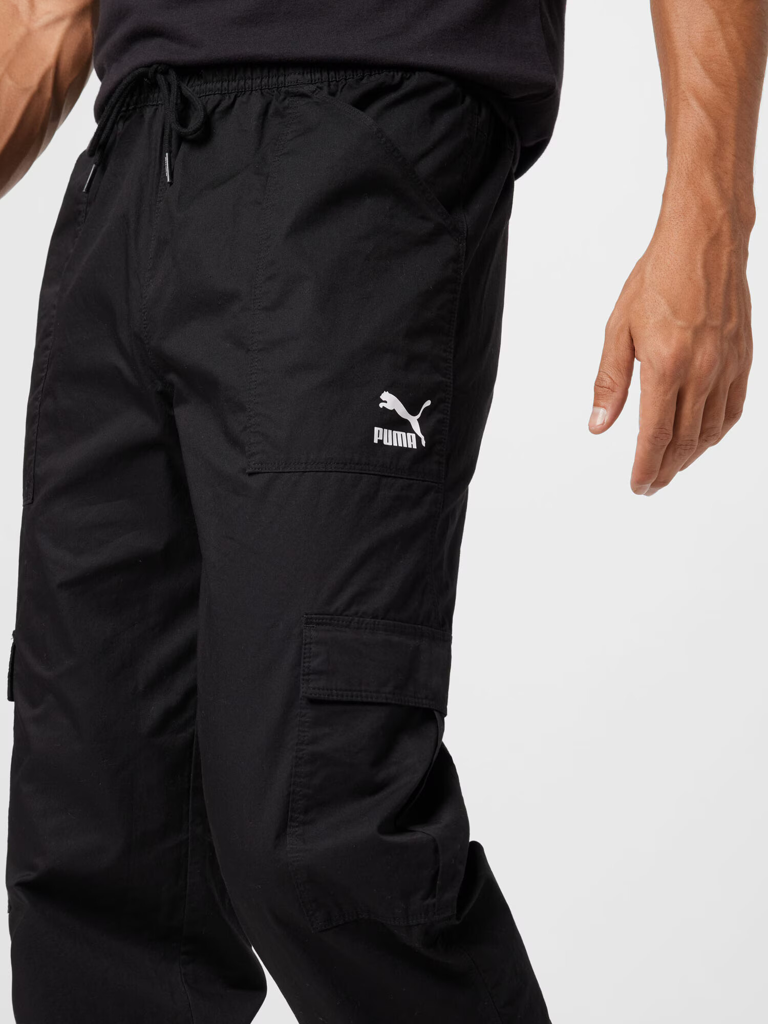 PUMA Pantaloni cu buzunare negru / alb - Pled.ro