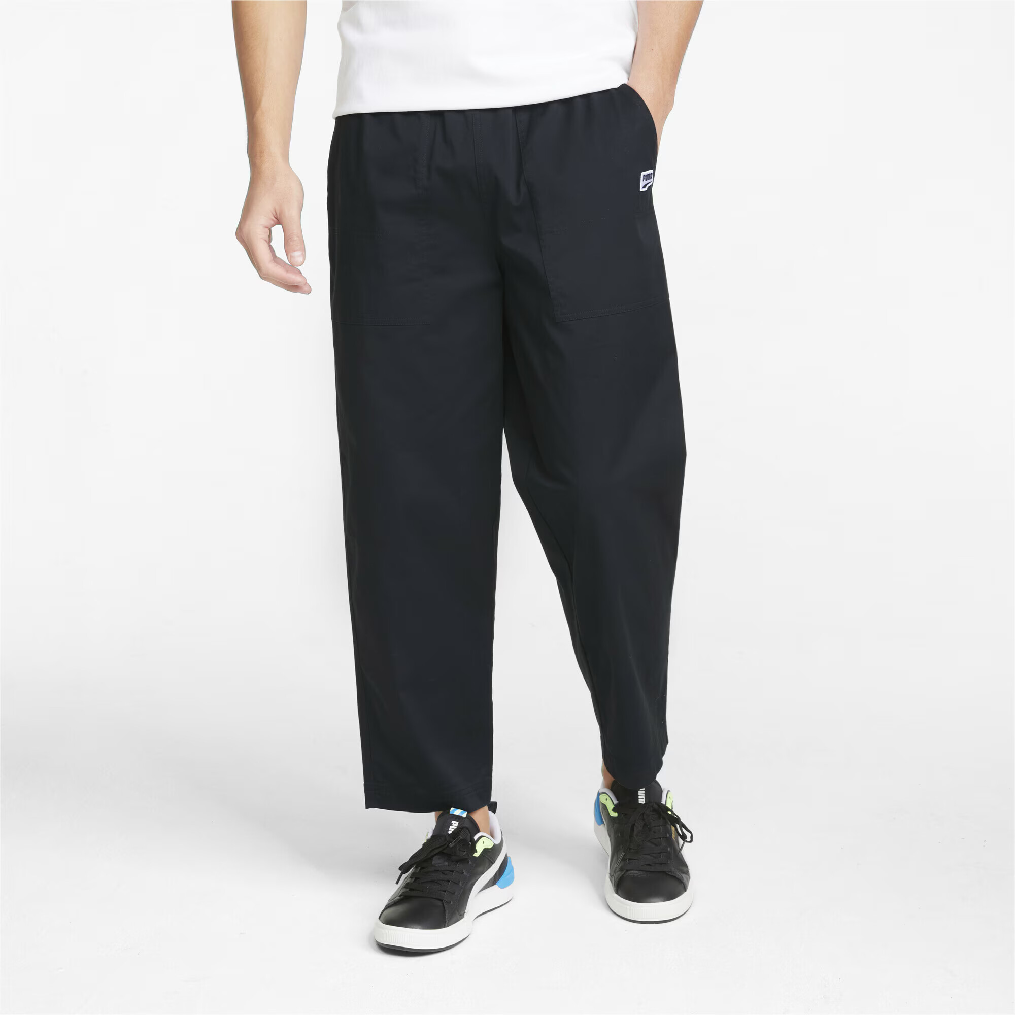 PUMA Pantaloni 'Downtown' negru / alb - Pled.ro