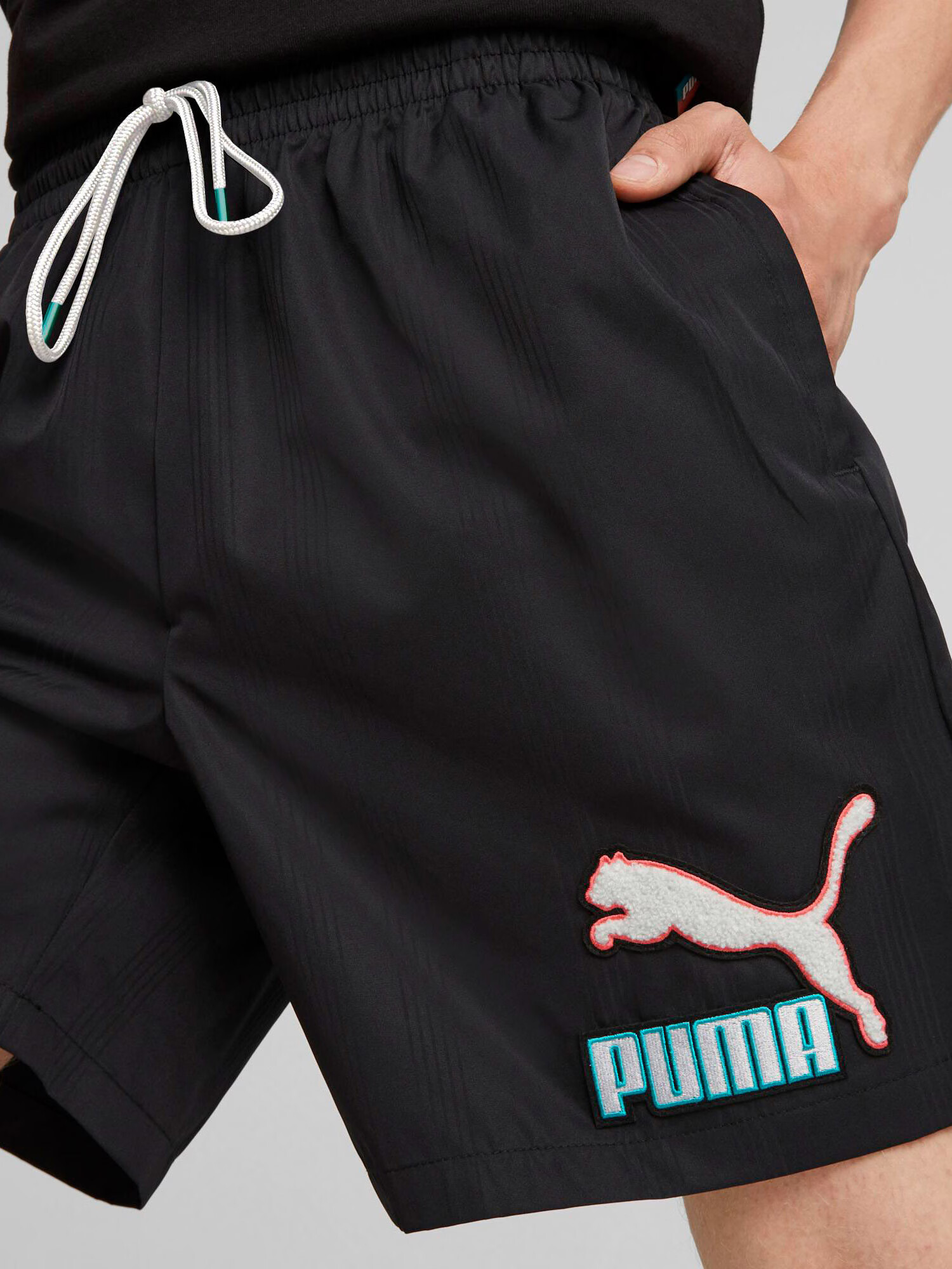 PUMA Pantaloni 'Fandom' turcoaz / roz / negru / alb murdar - Pled.ro