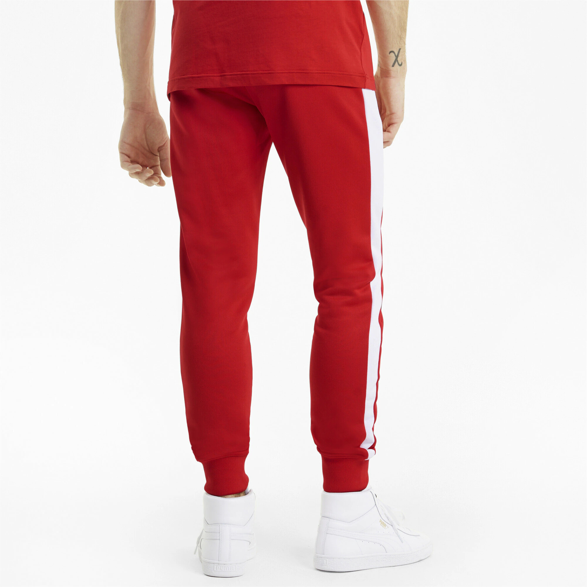 PUMA Pantaloni 'Iconic T7' roșu / alb - Pled.ro