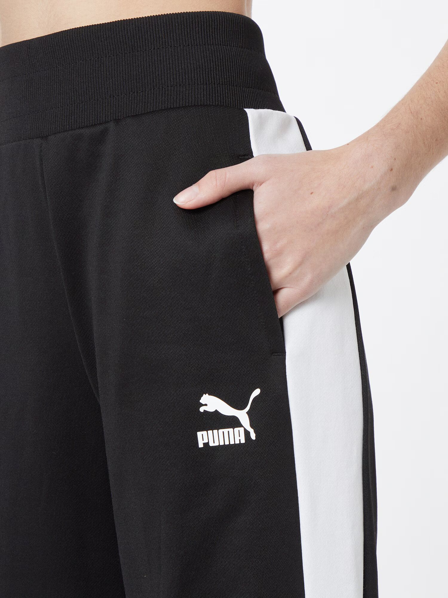 PUMA Pantaloni negru / alb - Pled.ro