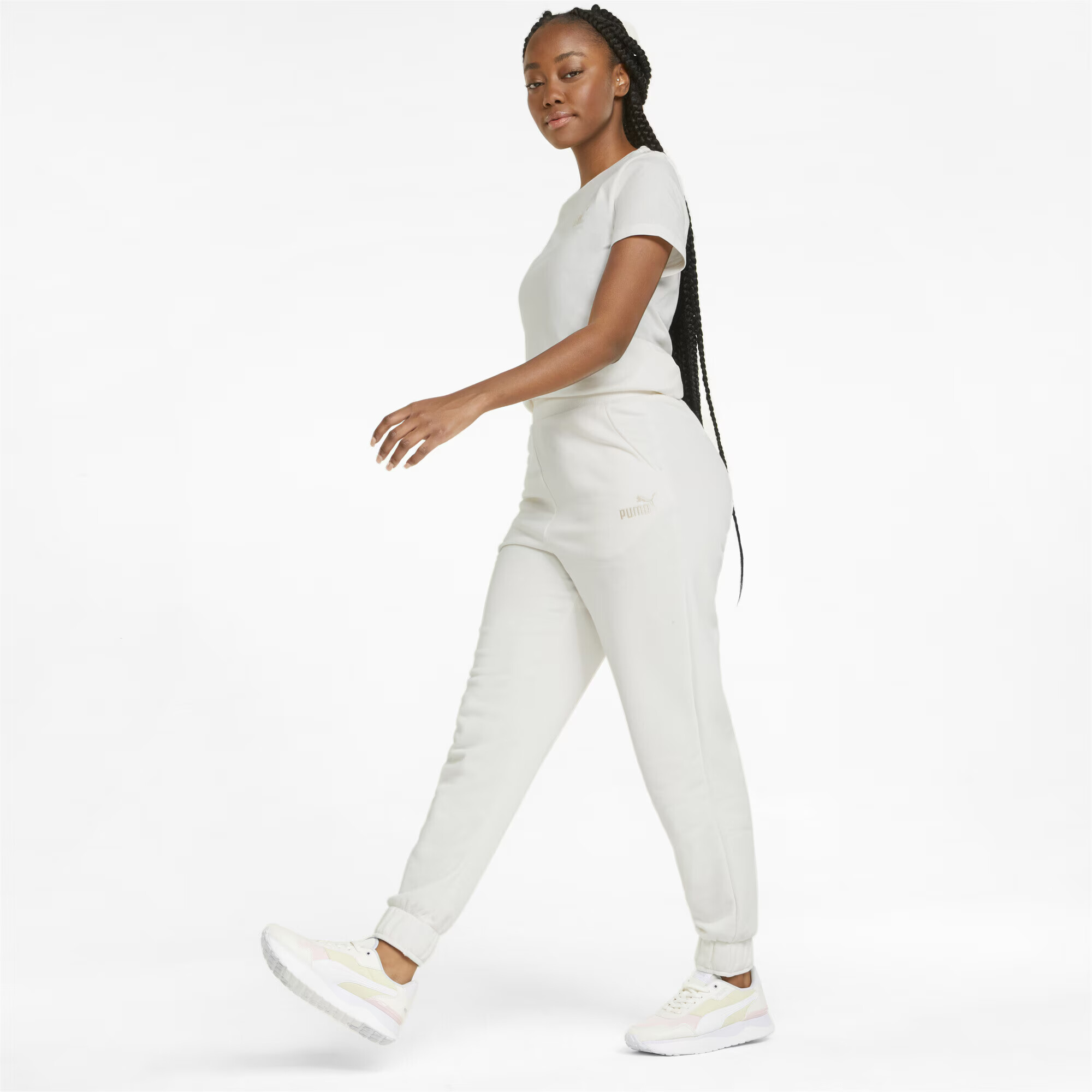 PUMA Pantaloni sport auriu / alb - Pled.ro