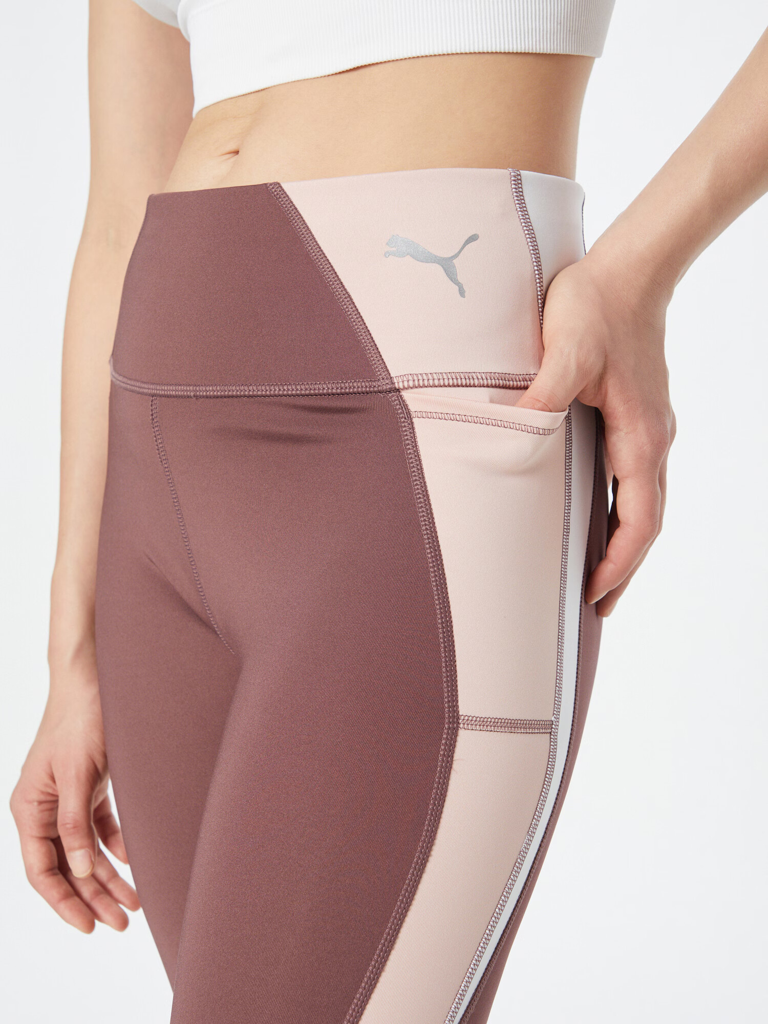 PUMA Pantaloni sport bej / mov prună / argintiu - Pled.ro