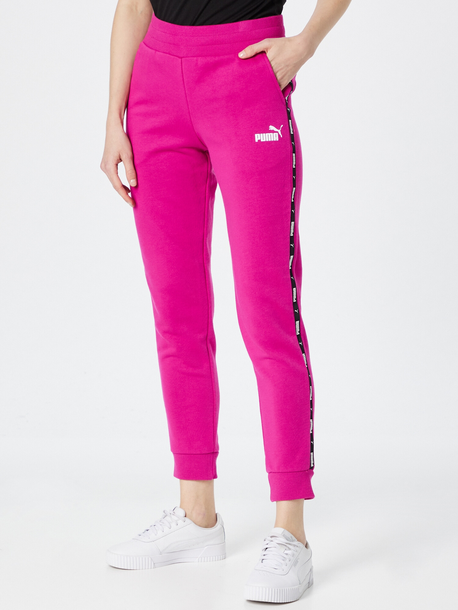 PUMA Pantaloni sport fucsia / negru / alb - Pled.ro