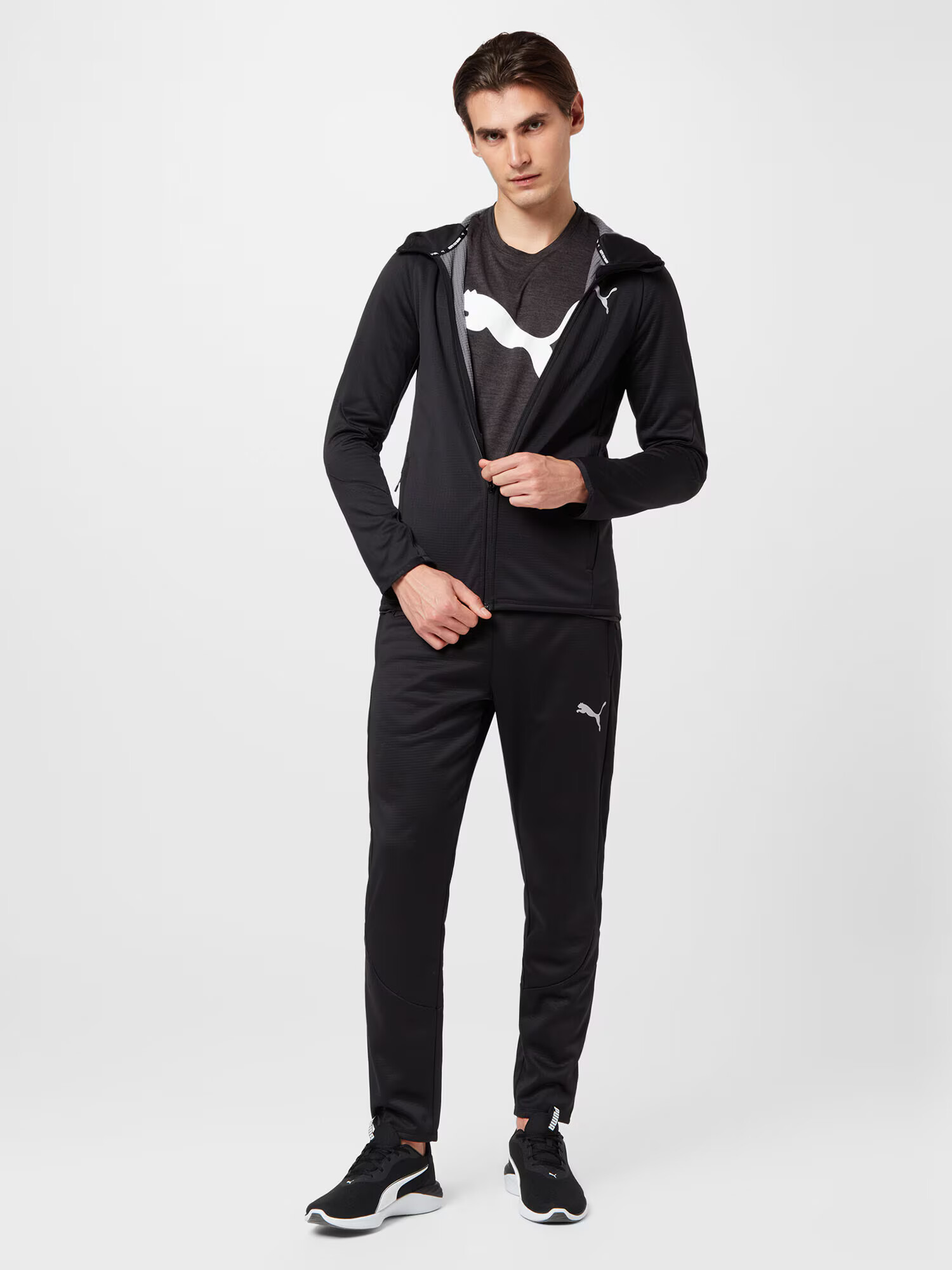 PUMA Pantaloni sport gri deschis / negru - Pled.ro