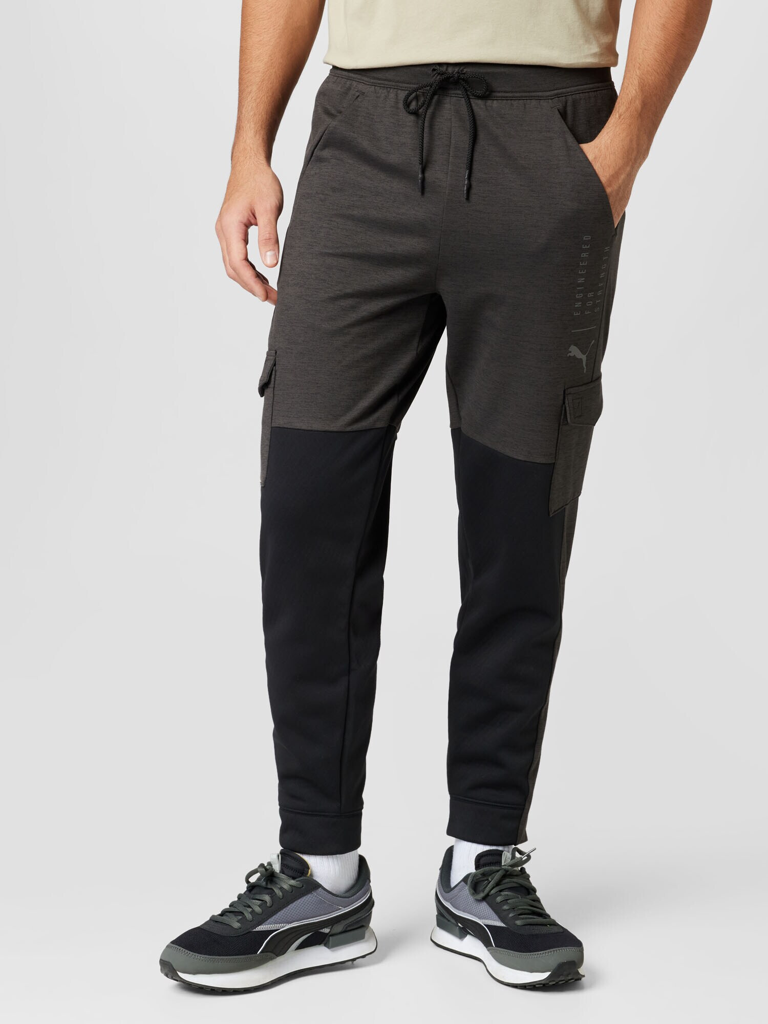 PUMA Pantaloni sport gri închis / negru - Pled.ro