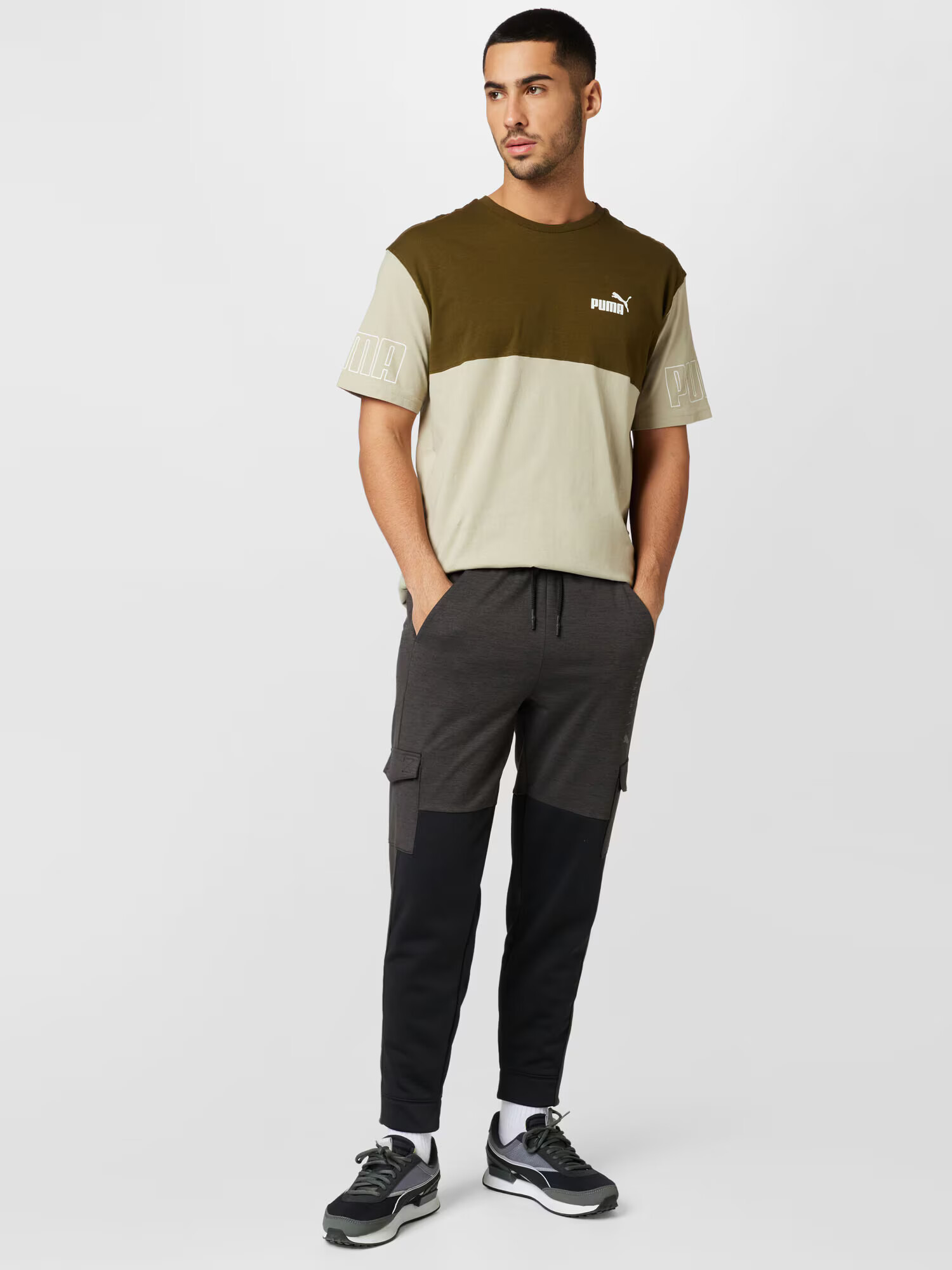 PUMA Pantaloni sport gri închis / negru - Pled.ro