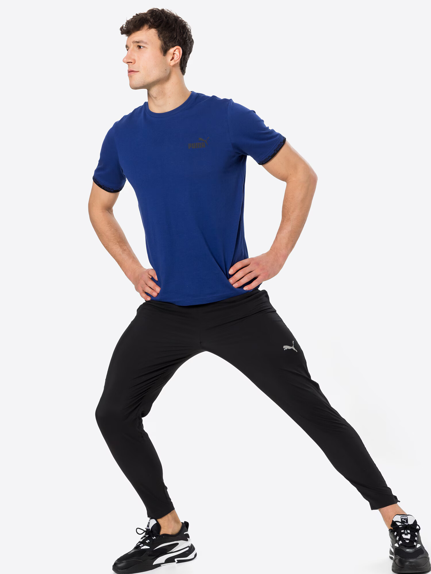 PUMA Pantaloni sport negru / alb - Pled.ro