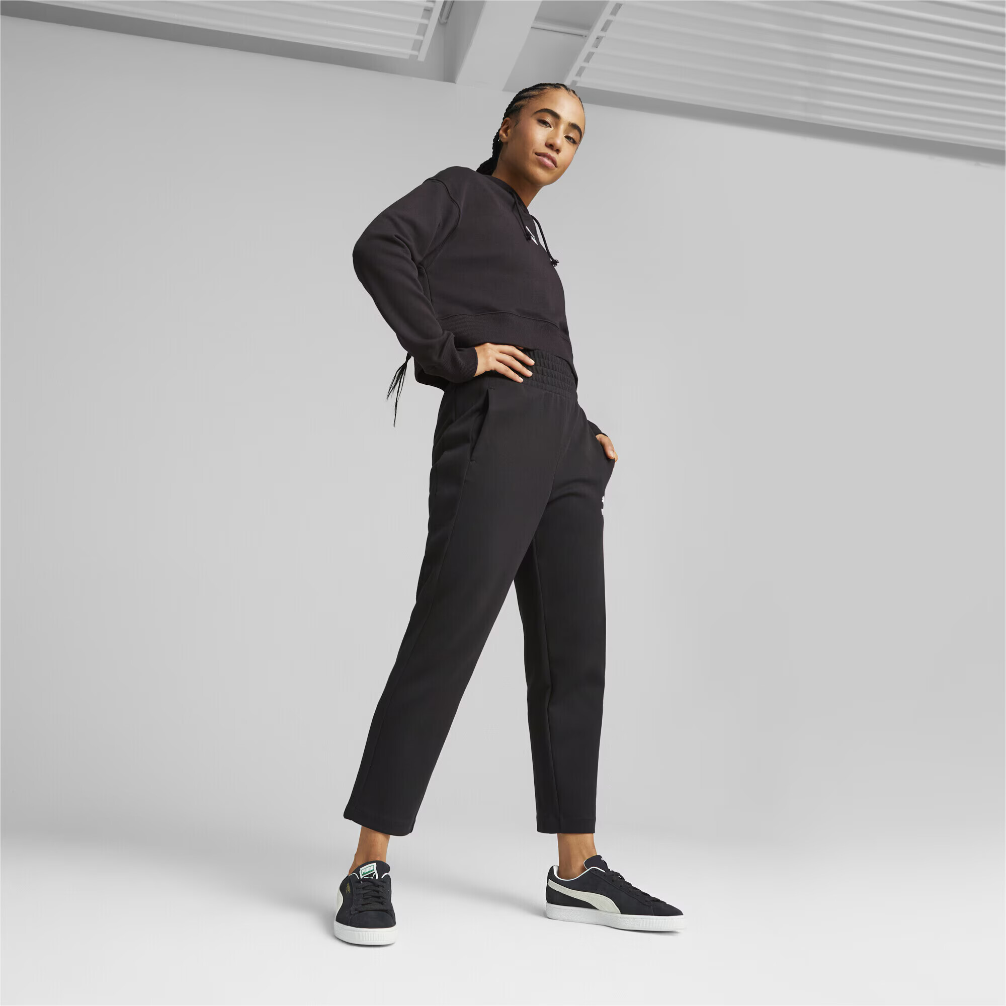 PUMA Pantaloni sport negru / alb - Pled.ro