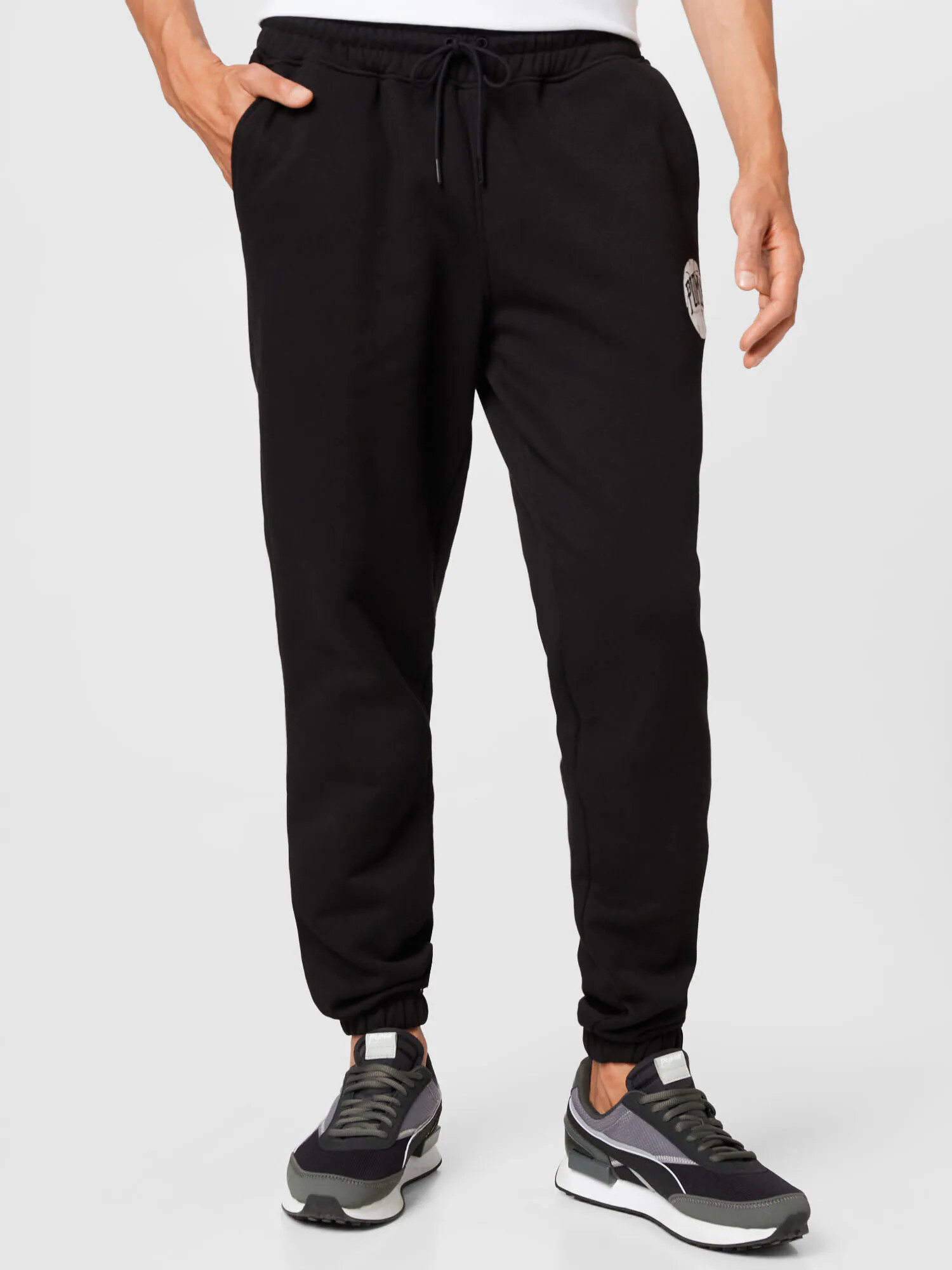 PUMA Pantaloni sport negru / alb - Pled.ro