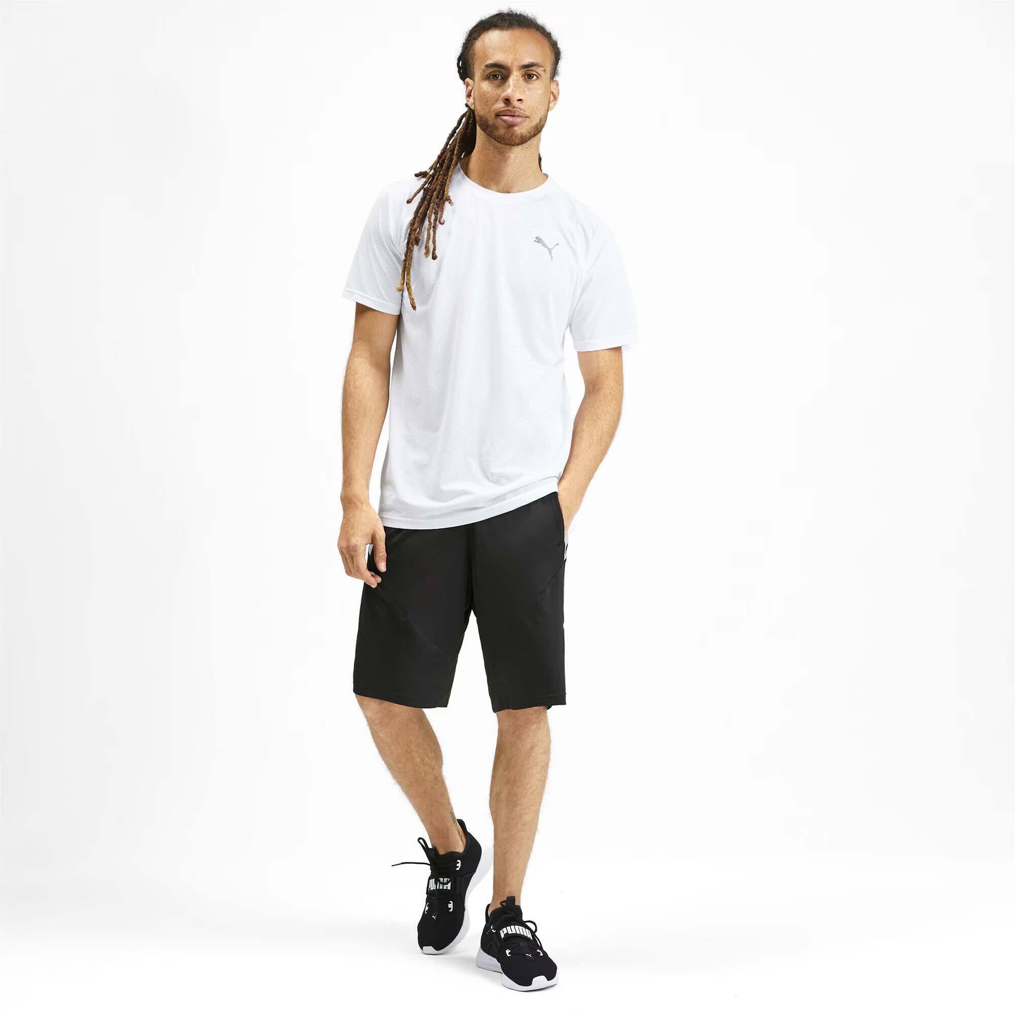 PUMA Pantaloni sport negru / alb - Pled.ro