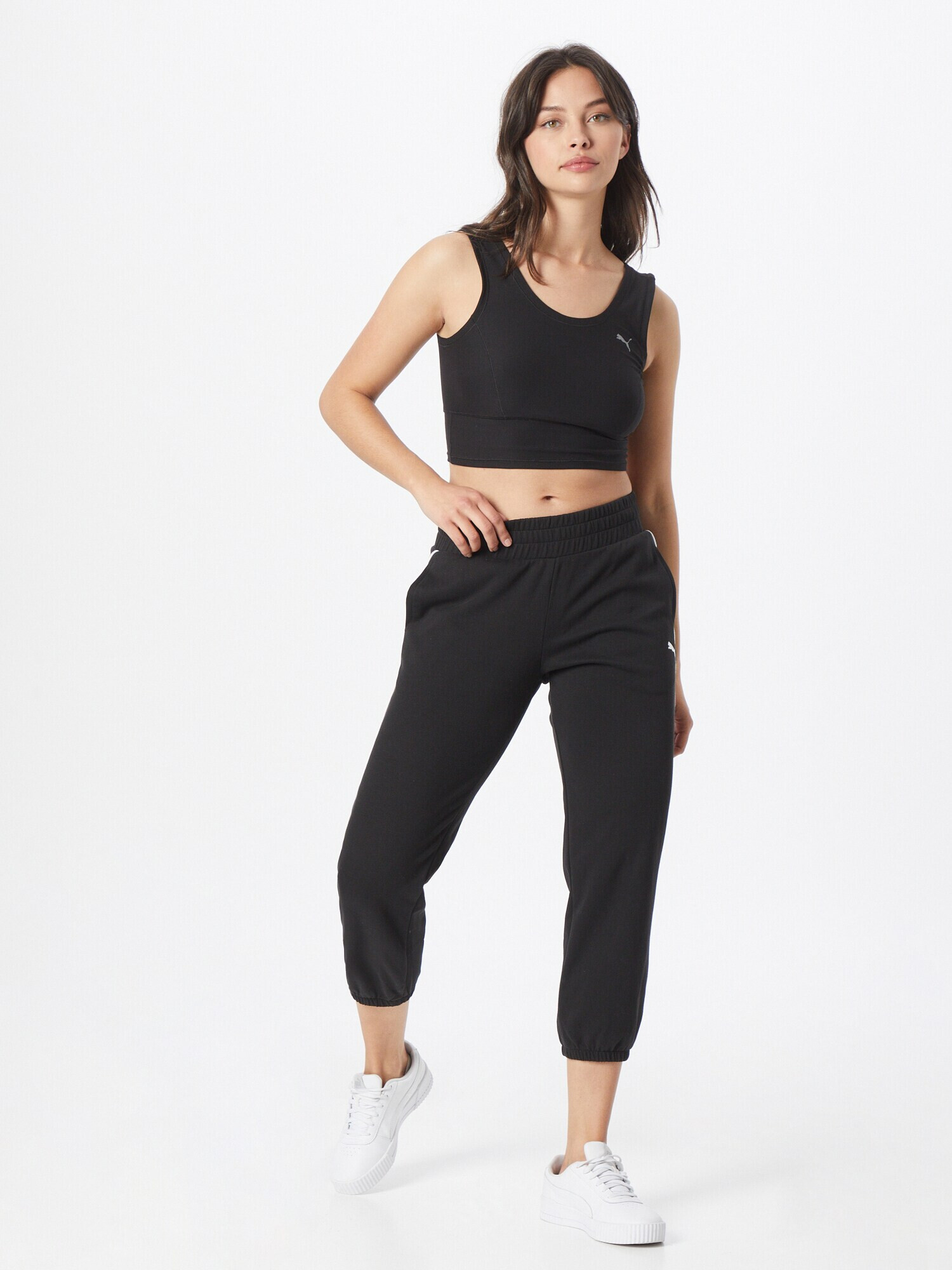 PUMA Pantaloni sport negru / alb - Pled.ro