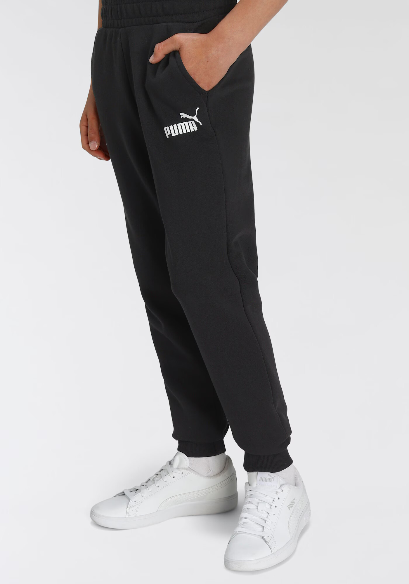 PUMA Pantaloni sport negru / alb - Pled.ro