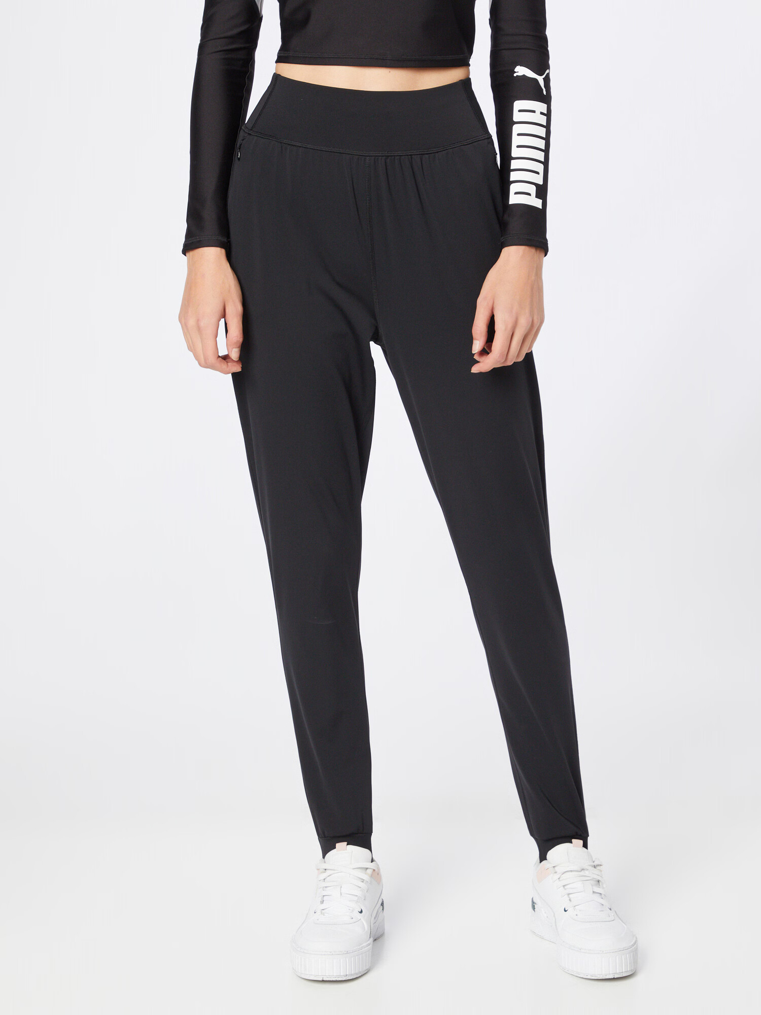 PUMA Pantaloni sport negru / alb - Pled.ro