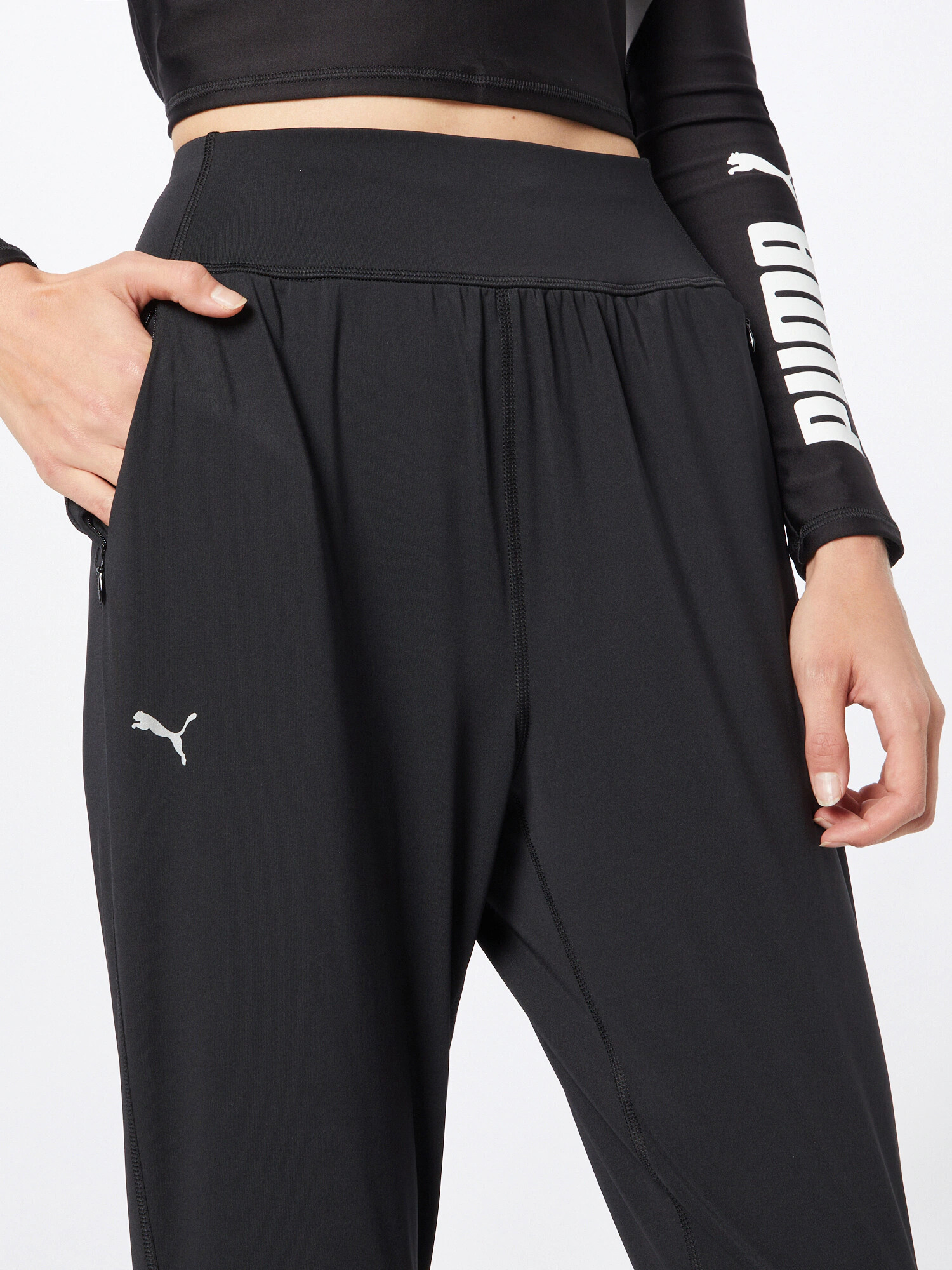 PUMA Pantaloni sport negru / alb - Pled.ro