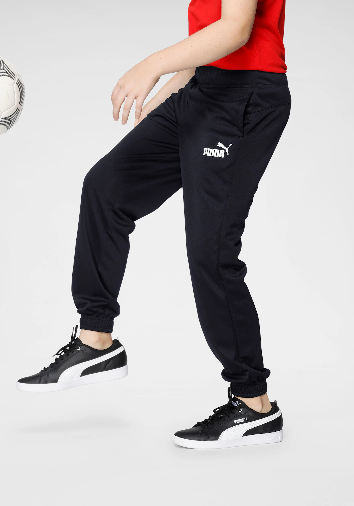 PUMA Pantaloni sport negru / alb - Pled.ro